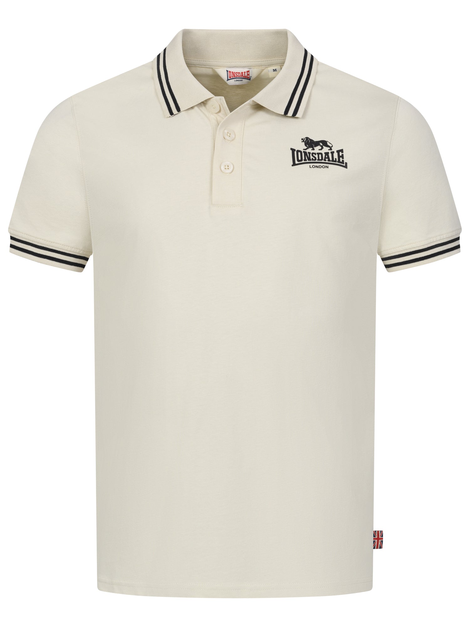 Lonsdale Poloshirt mit 3D-Gummi-Logo auf der linken Brust und gestreiften Bündchen an Ärmeln und Kragen