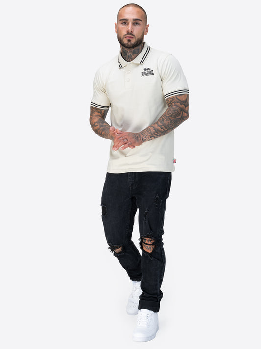 Lonsdale Poloshirt mit 3D-Gummi-Logo auf der linken Brust und gestreiften Bündchen an Ärmeln und Kragen