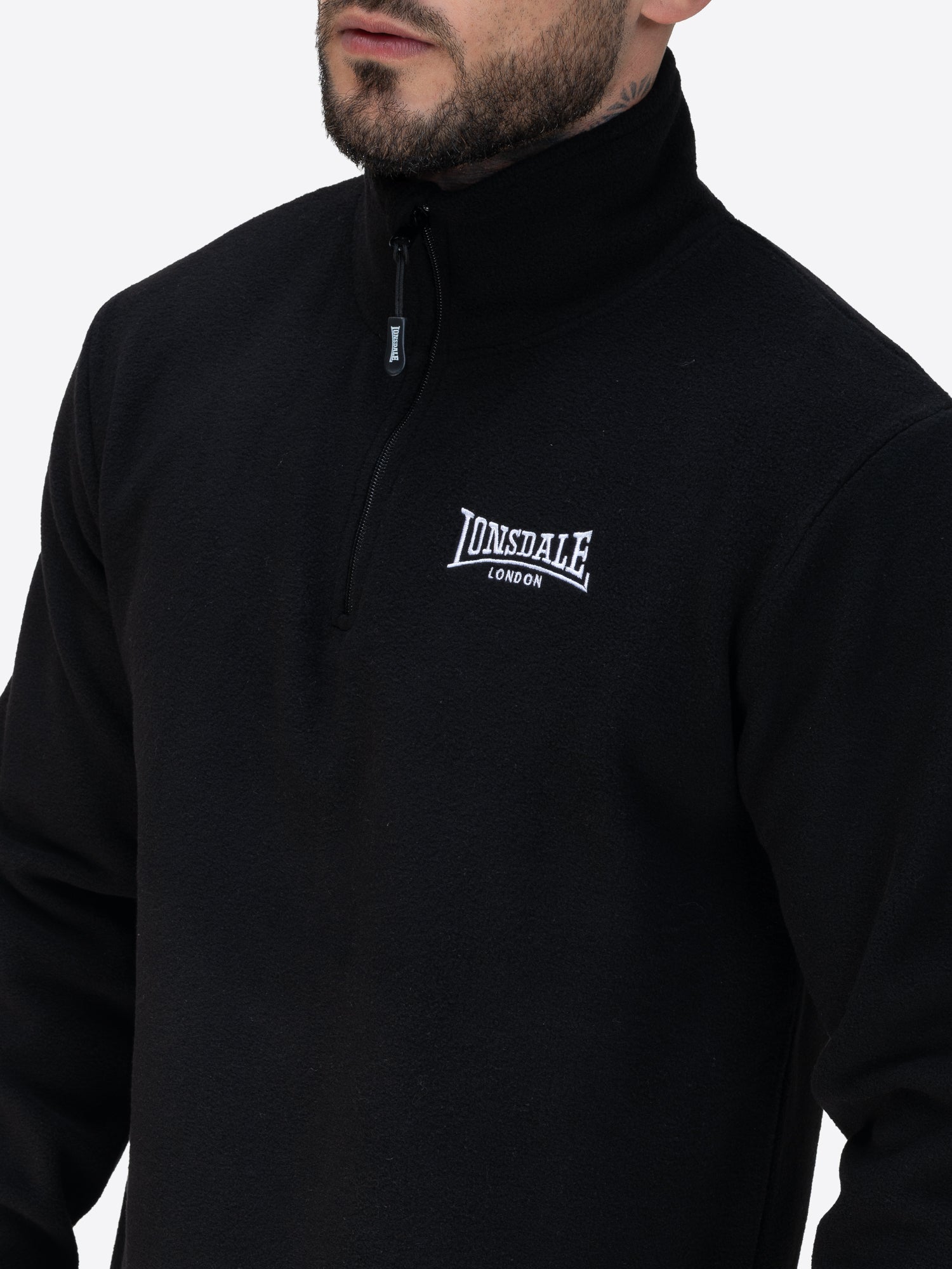 Lonsdale Sweatshirt-Troyer mit kurzem Reissverschluss und kleiner Logo-Stickerei auf der Brust