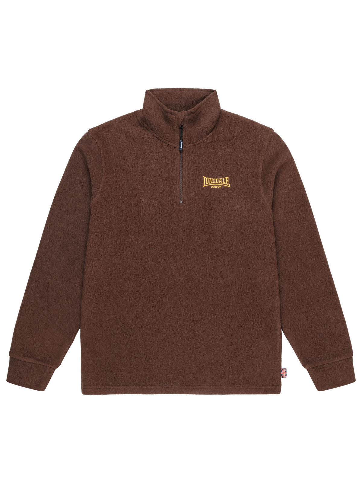 Lonsdale Herren Fleecepullover in Braun mit Viertelreissverschluss