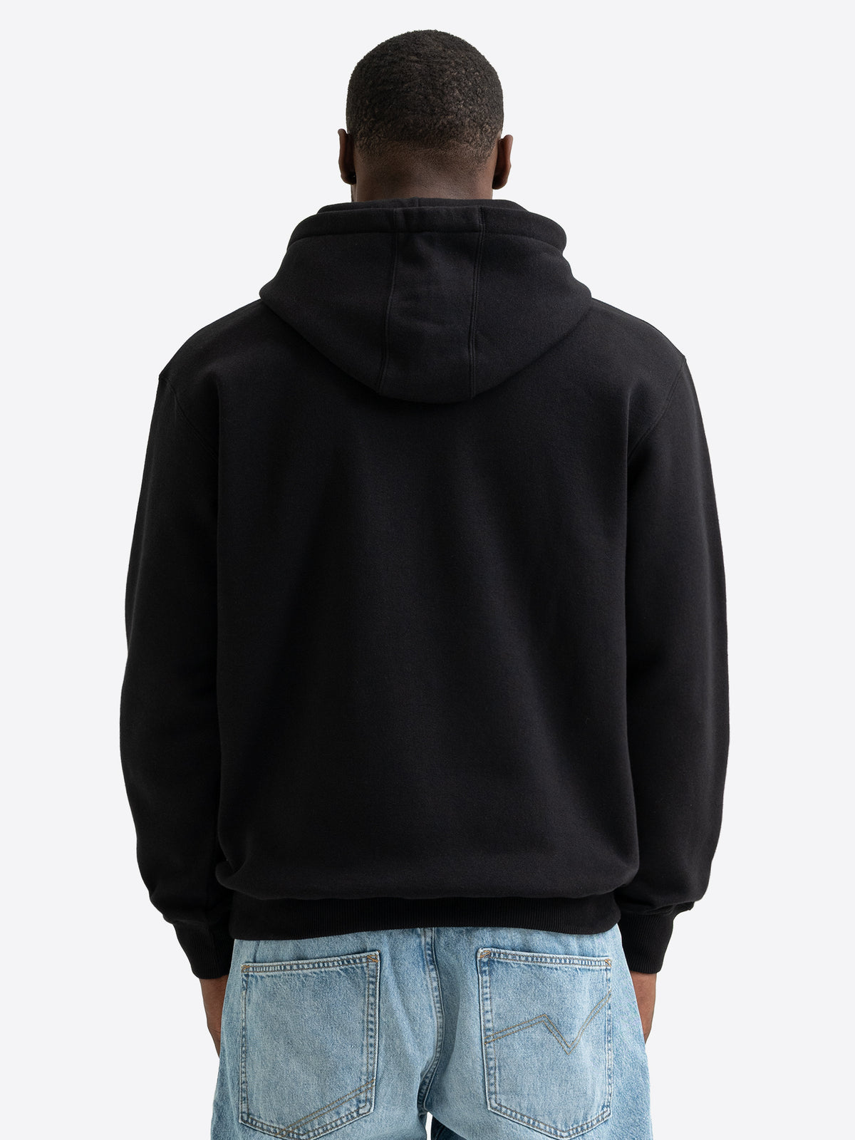 Rückansicht des schwarzen Lonsdale London Herren-Hoodies mit Kapuze
