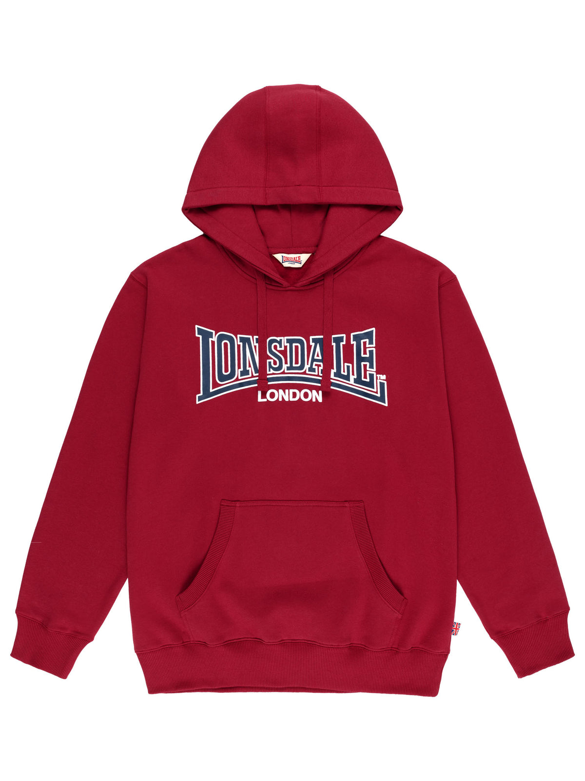 Roter Lonsdale London Herren-Hoodie mit Logo-Print und Kängurutasche
