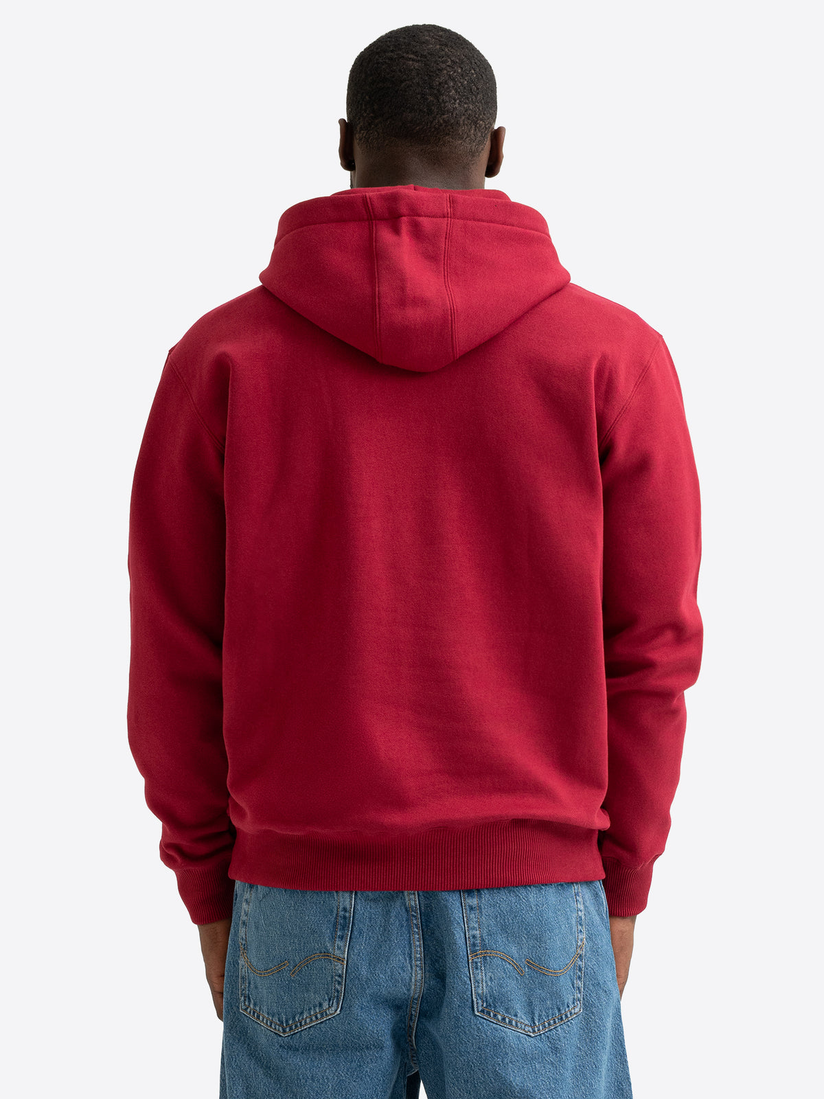 Rückansicht des roten Lonsdale London Herren-Hoodies mit Kapuze