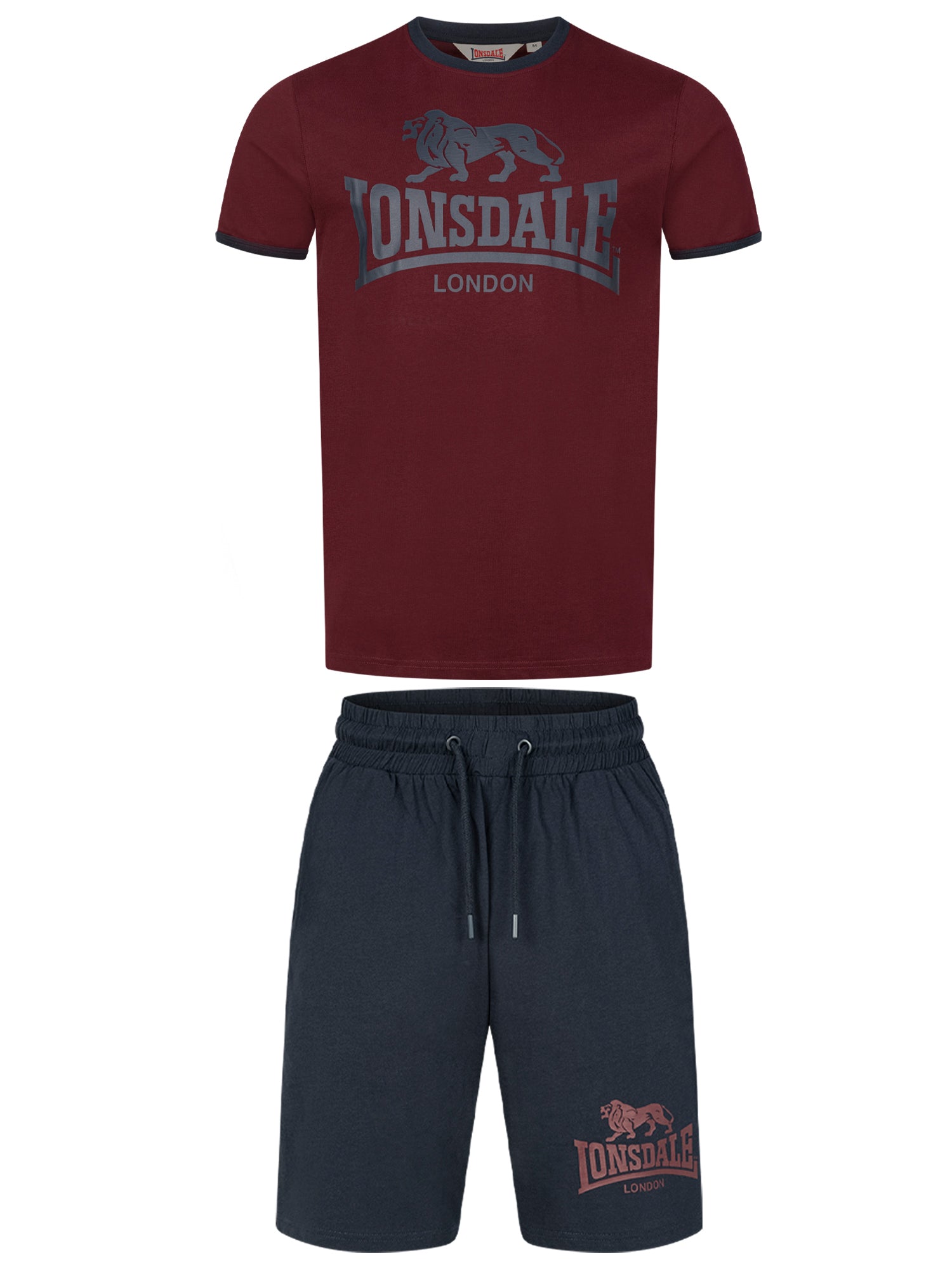 Lonsdale 117794 Maist T-Shirt & Shorts Set Oxblood/ Dark Navy
