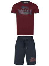 Laden Sie das Bild in den Galerie-Viewer, Lonsdale 117794 Maist T-Shirt &amp; Shorts Set Oxblood/ Dark Navy
