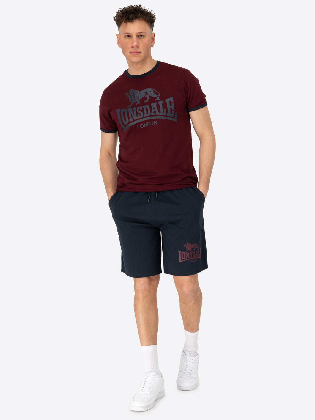 Lonsdale 117794 Maist T-Shirt & Shorts Set Oxblood/ Dark Navy