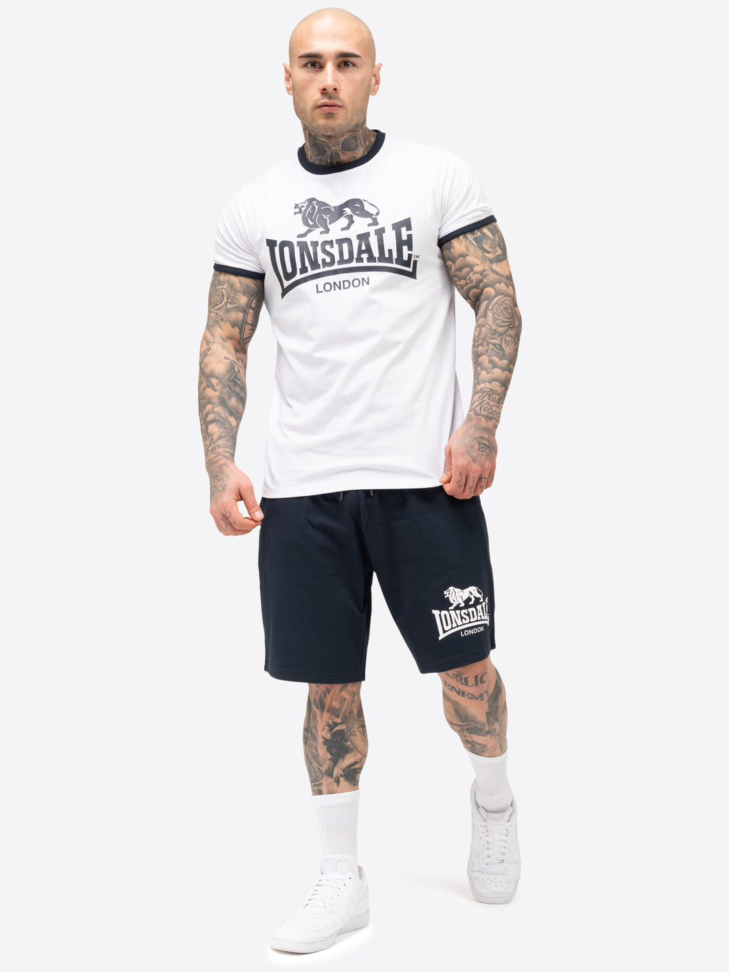 Lonsdale 117794 Maist T-Shirt & Shorts Set Weiss/Schwarz