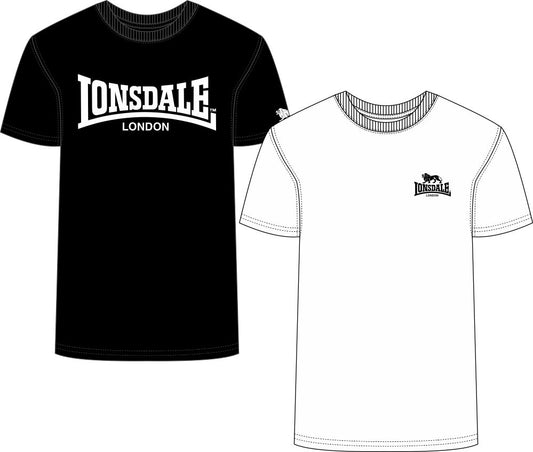 Lonsdale 117797 Yarnbrook Doppelpack T-Shirt - Schwarz/Weiss