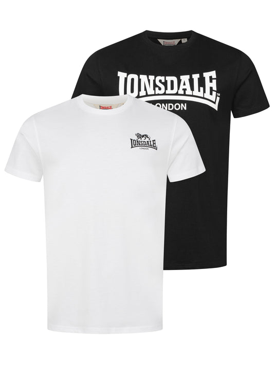Lonsdale 117797 Yarnbrook Doppelpack T-Shirt - Schwarz/Weiss
