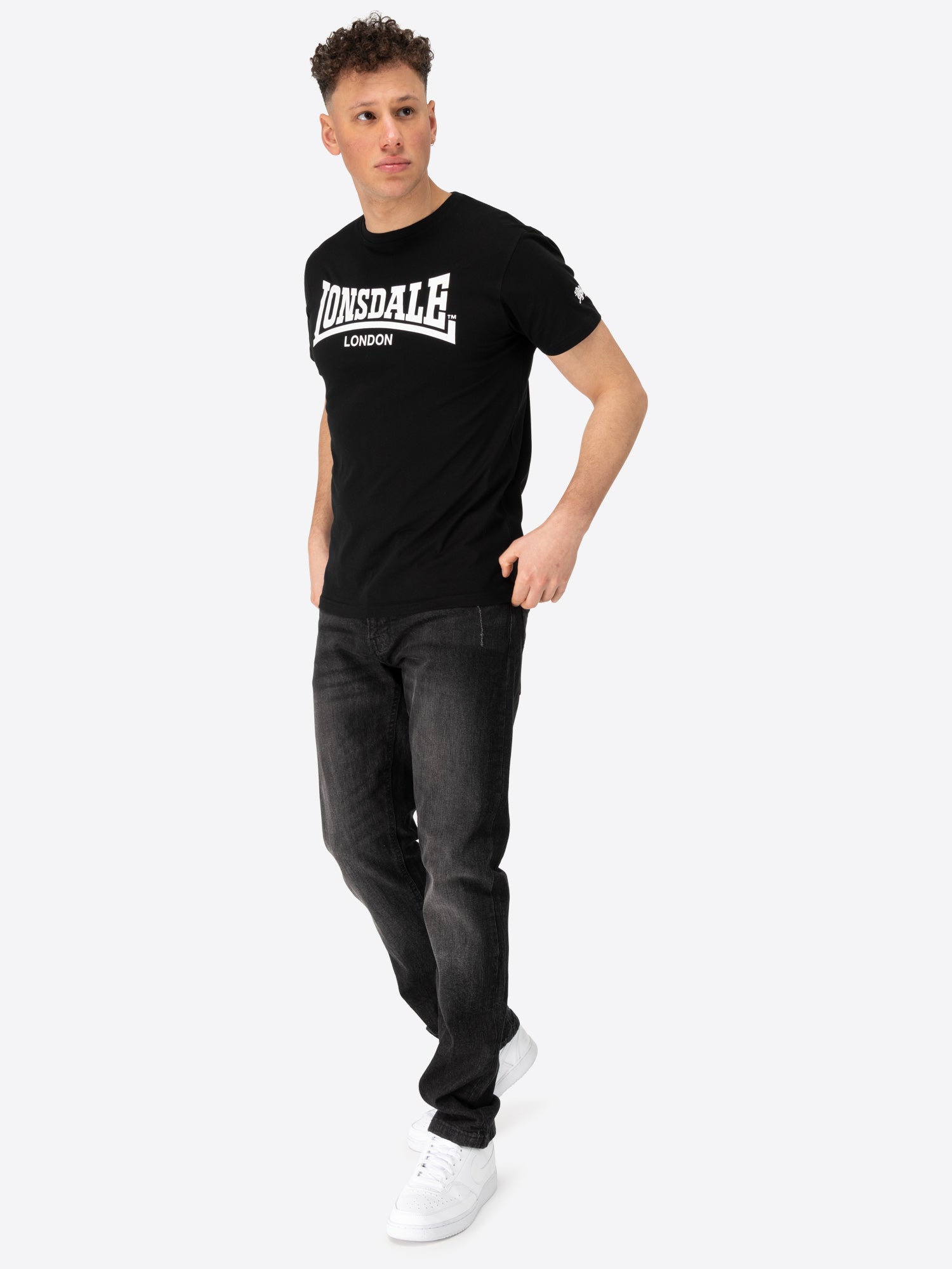 Lonsdale 117797 Yarnbrook Doppelpack T-Shirt - Schwarz/Weiss