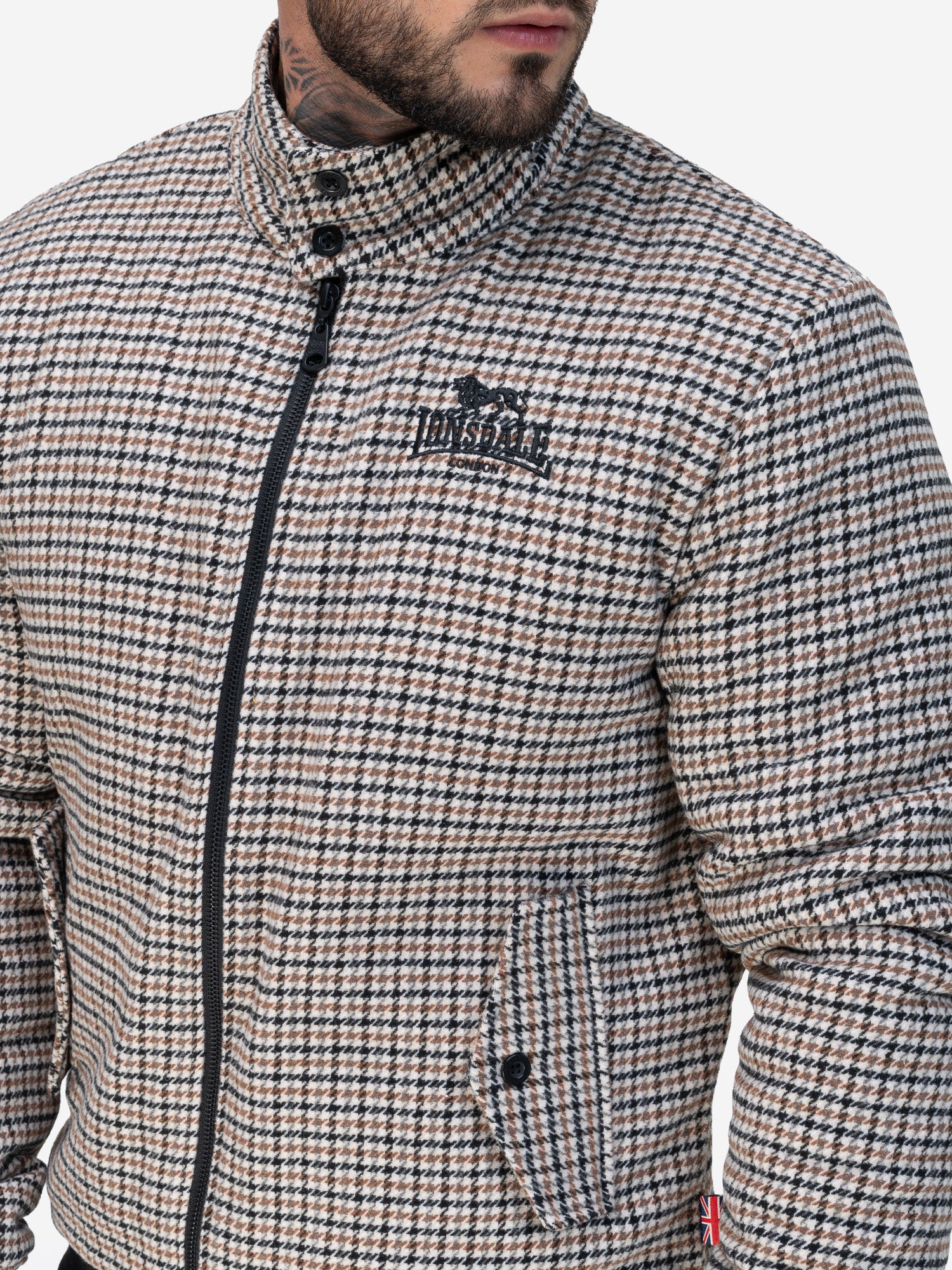 Lonsdale 117824 Classic Check Jacke Beige/Schwarz