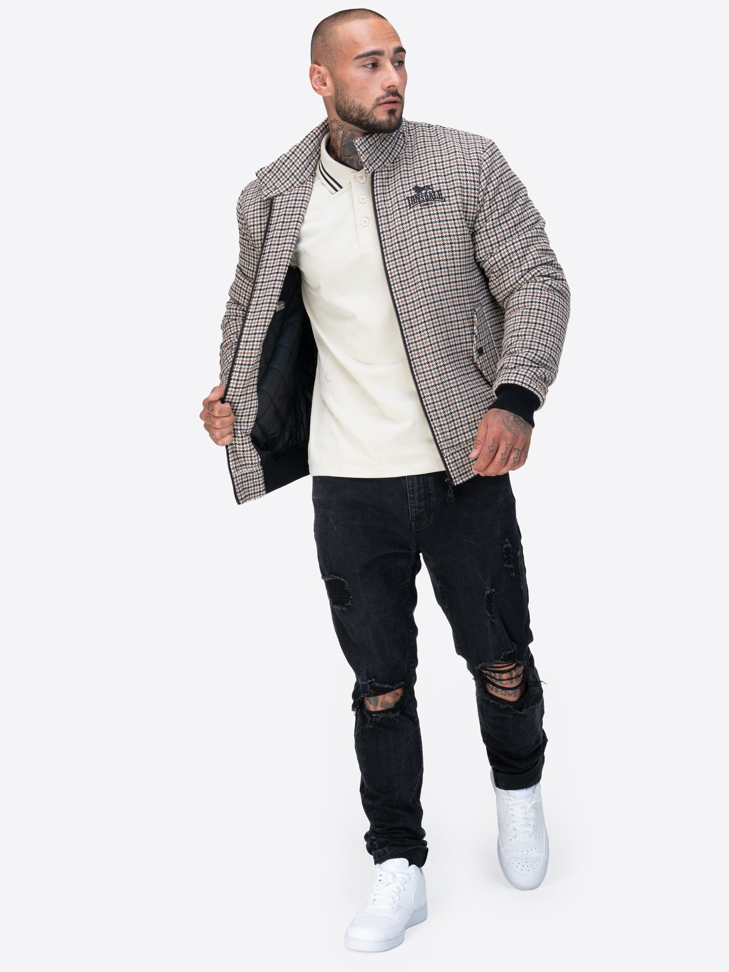 Lonsdale 117824 Classic Check Jacke Beige/Schwarz