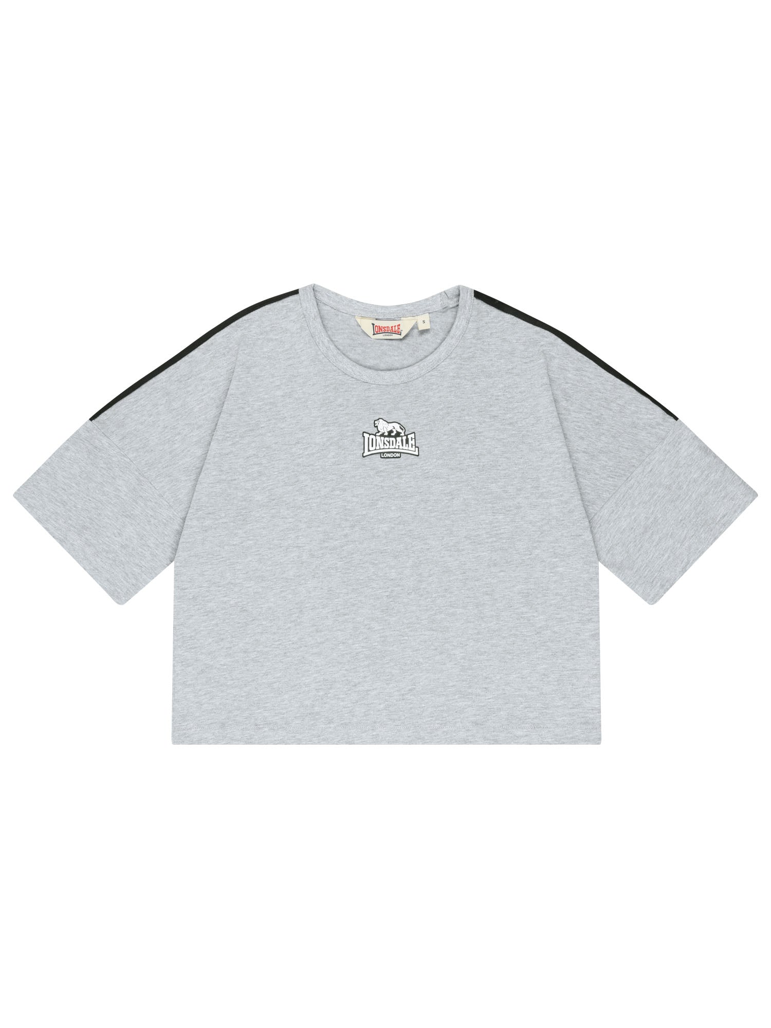 Lonsdale Damen Oversize T-Shirt in Grau meliert – Cropped Shirt Marl Grey mit Logo-Druck.