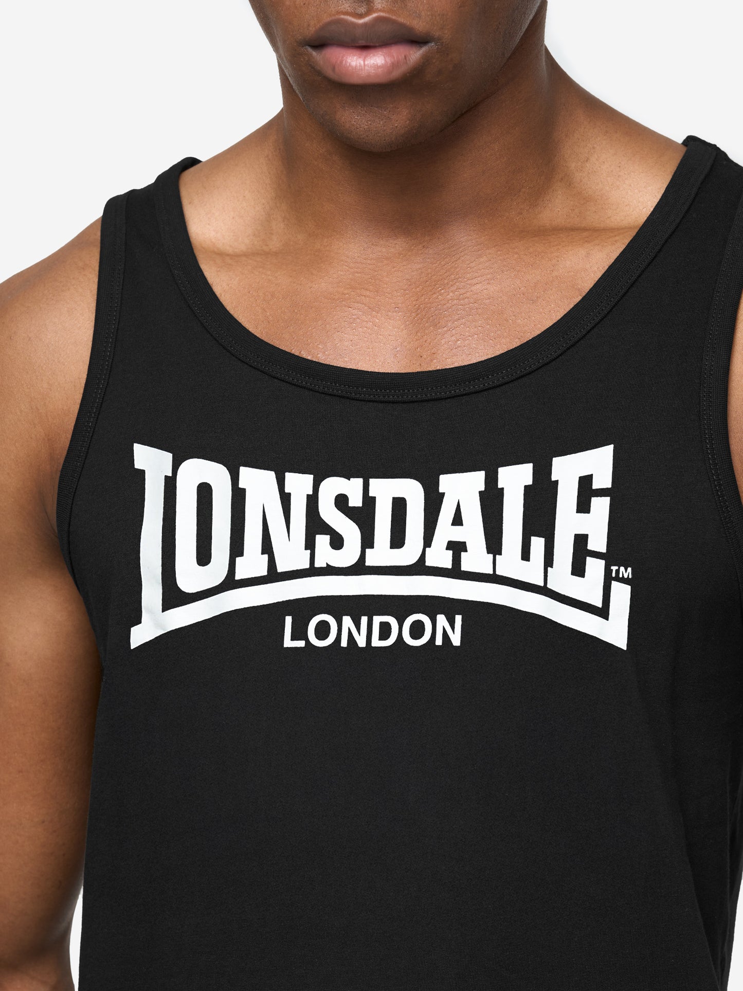 Lonsdale Herren-Singlet Doppelpack in Schwarz, bequeme Passform mit Logo
