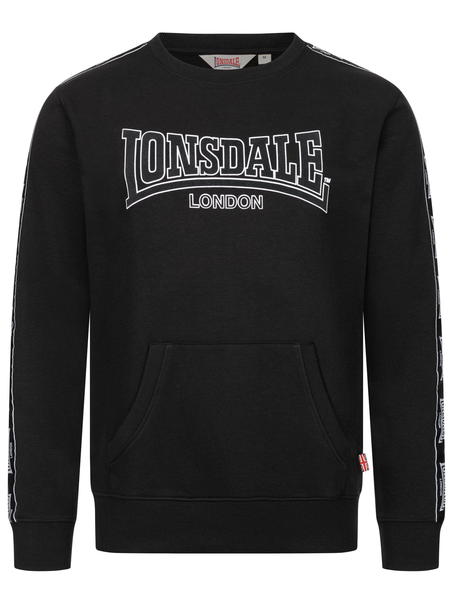 Lonsdale Sweatshirt mit Rundhals, Brust-Flockdruck, Schulter- und Ärmel- Webband, Union Jack-Label an der Seite
