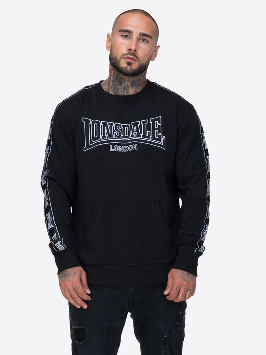 Lonsdale Sweatshirt mit Rundhals, Brust-Flockdruck, Schulter- und Ärmel- Webband, Union Jack-Label an der Seite