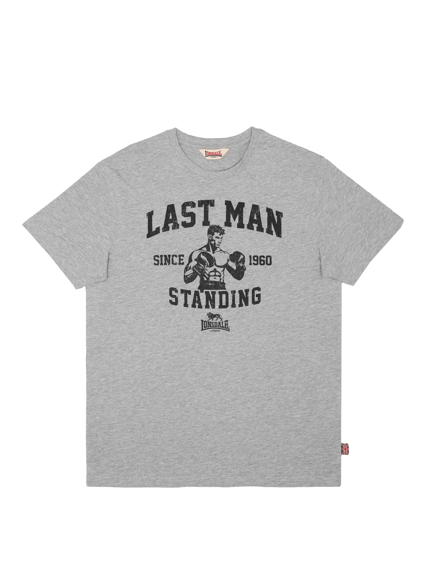 Lonsdale Herren T-Shirt Marl Grey mit grossem Logo-Druck
