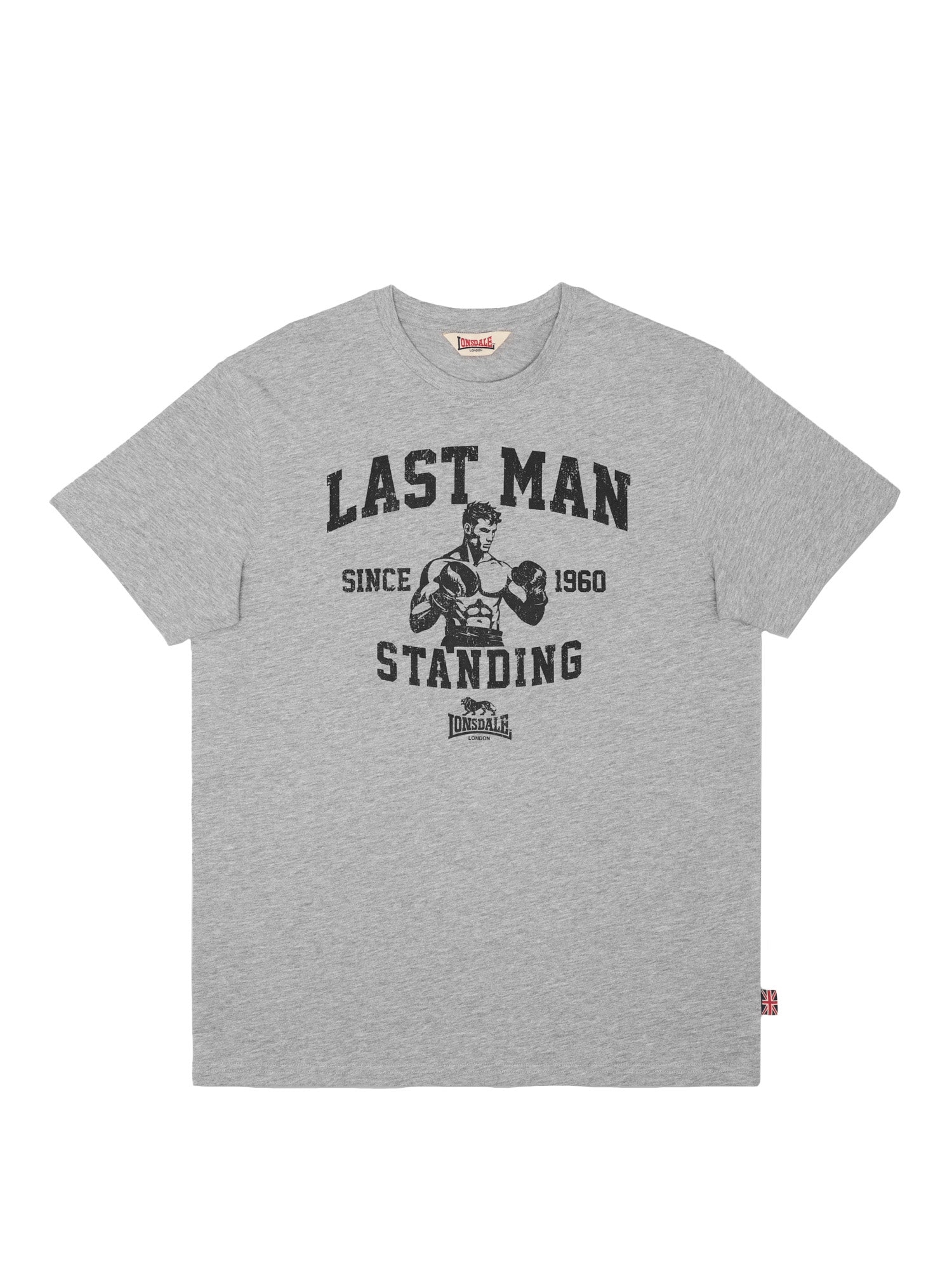 Lonsdale Herren T-Shirt Marl Grey mit grossem Logo-Druck