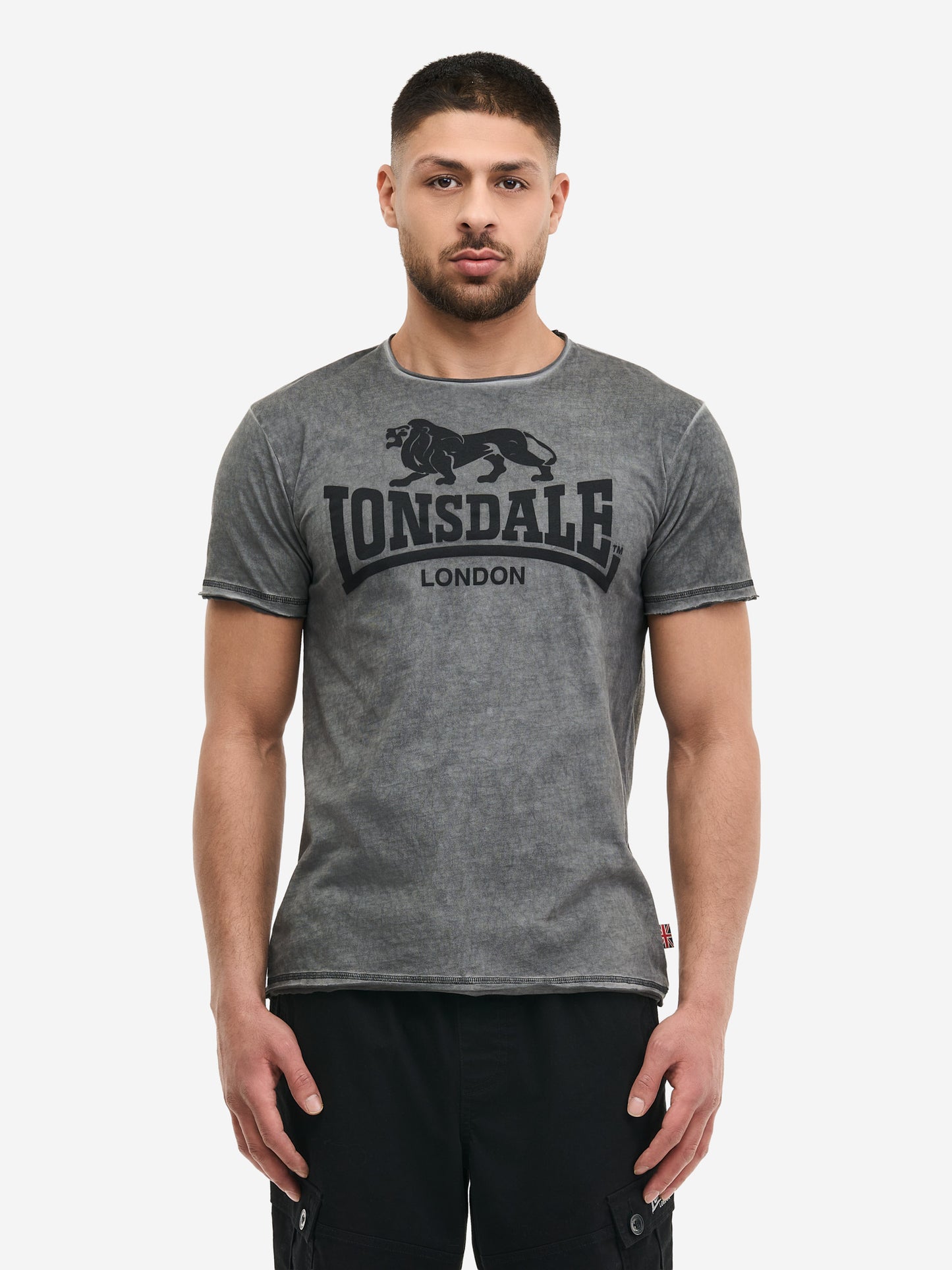 Lonsdale Herren T-Shirt Anthracite mit grossem Logo-Druck