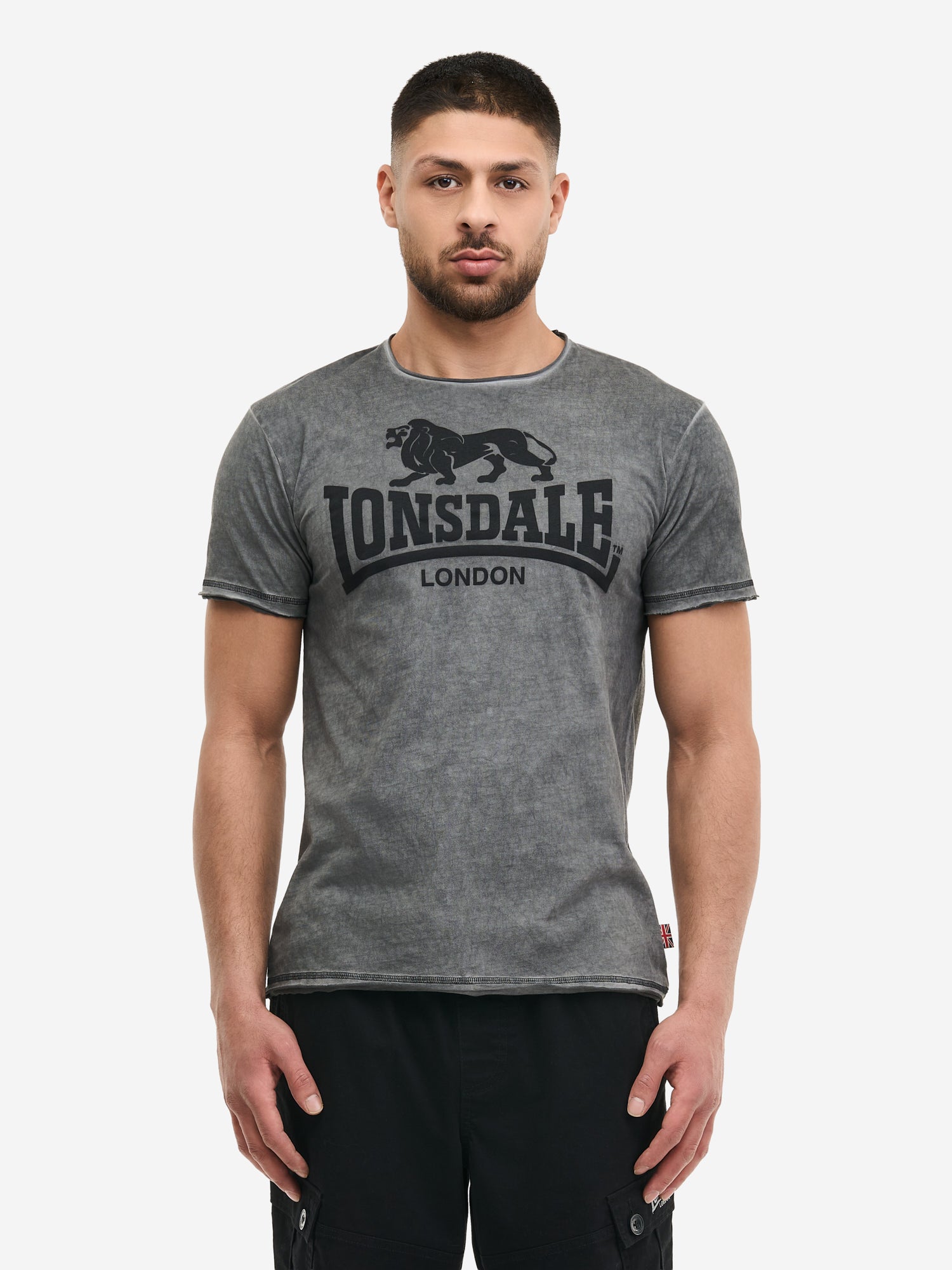 Lonsdale Herren T-Shirt Anthracite mit grossem Logo-Druck
