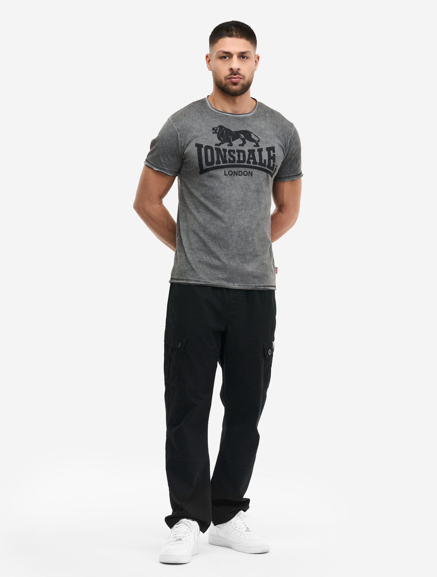 Lonsdale Herren T-Shirt Anthracite mit grossem Logo-Druck