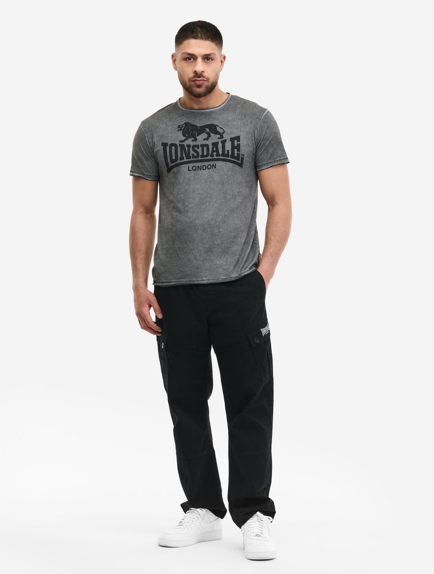 Lonsdale Herren T-Shirt Anthracite mit grossem Logo-Druck