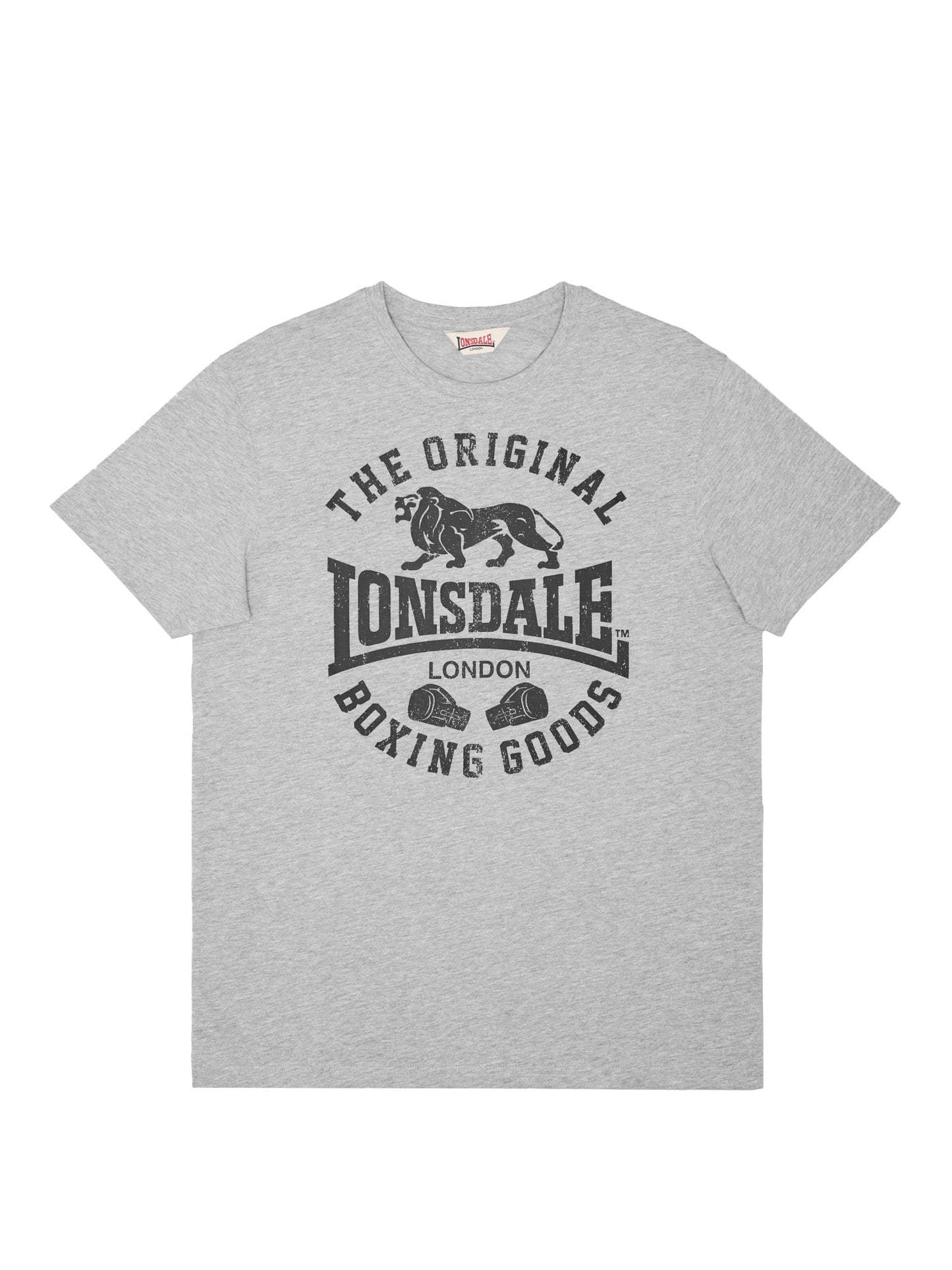 Graues Lonsdale Herren T-Shirt meliert mit schwarzem Logo-Print "The Original".
