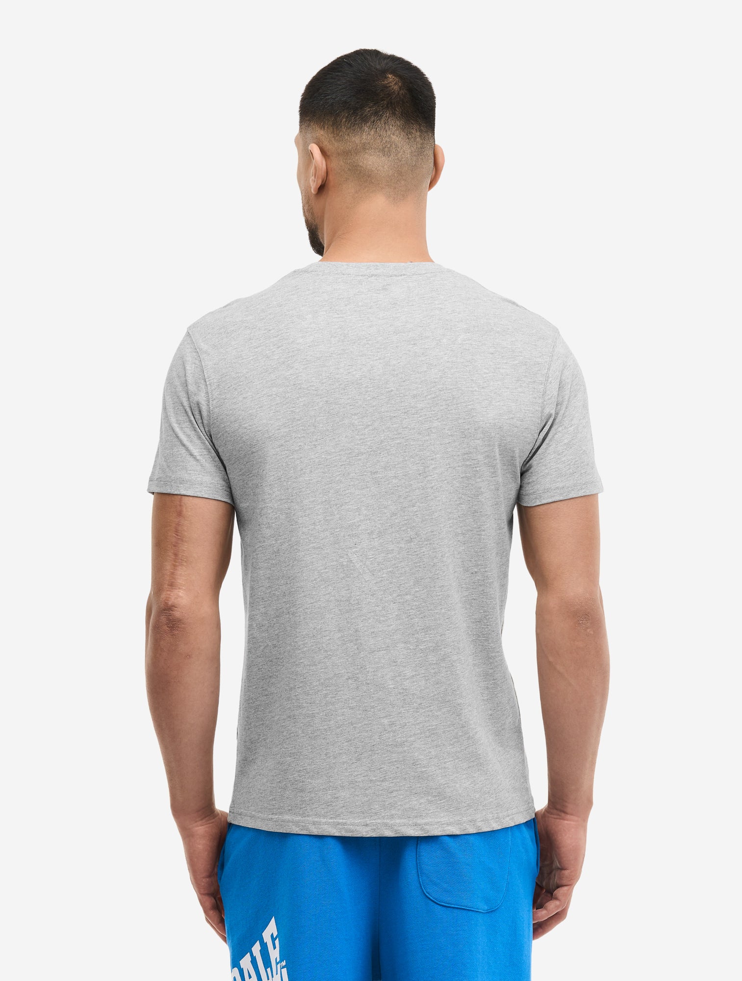 Rückansicht: Lonsdale Herrenshirt in Grau-Melange, normale Passform, Rundhalsausschnitt.
