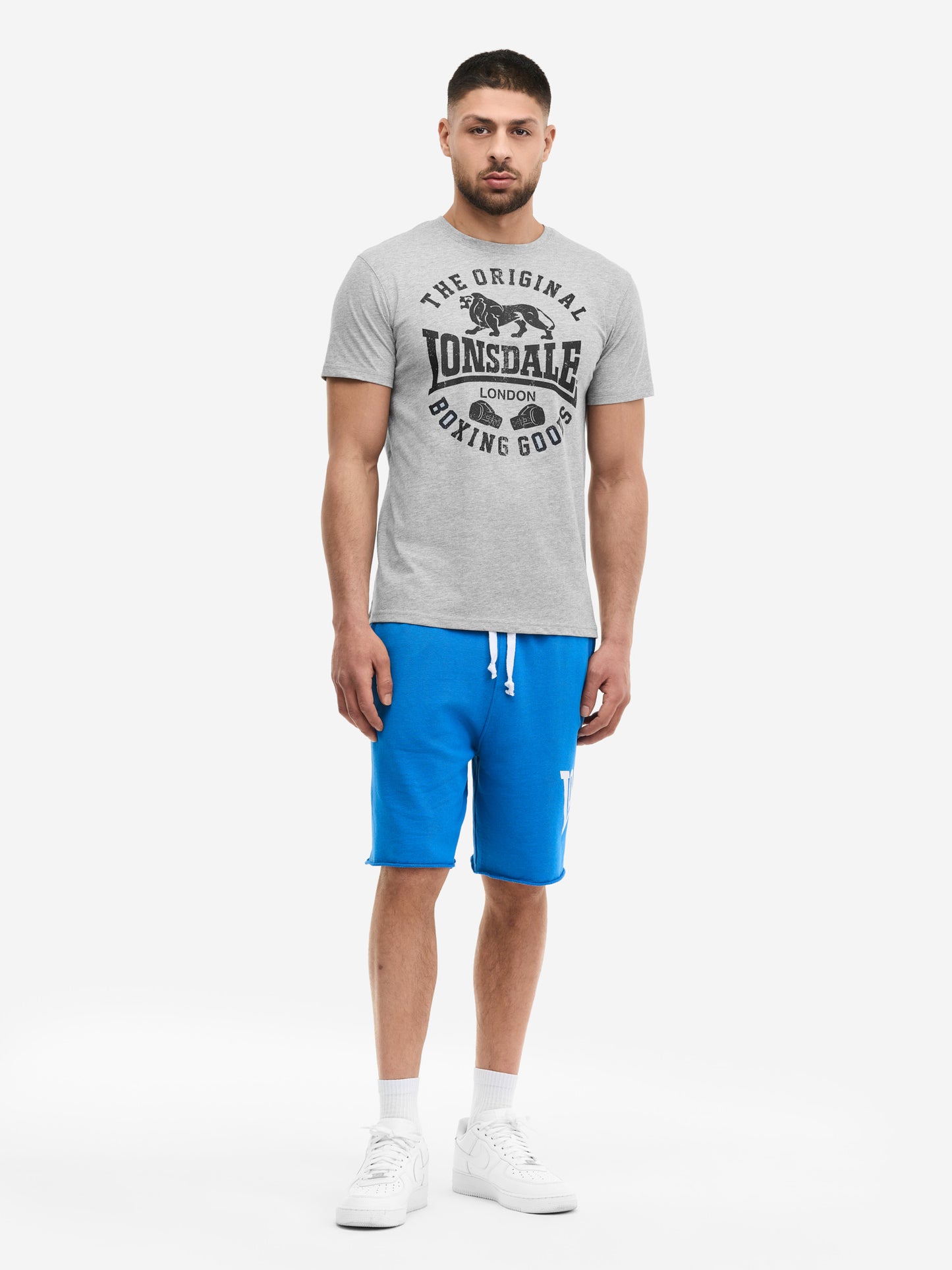Graues Lonsdale Herren T-Shirt meliert mit schwarzem Logo-Print "The Original".

