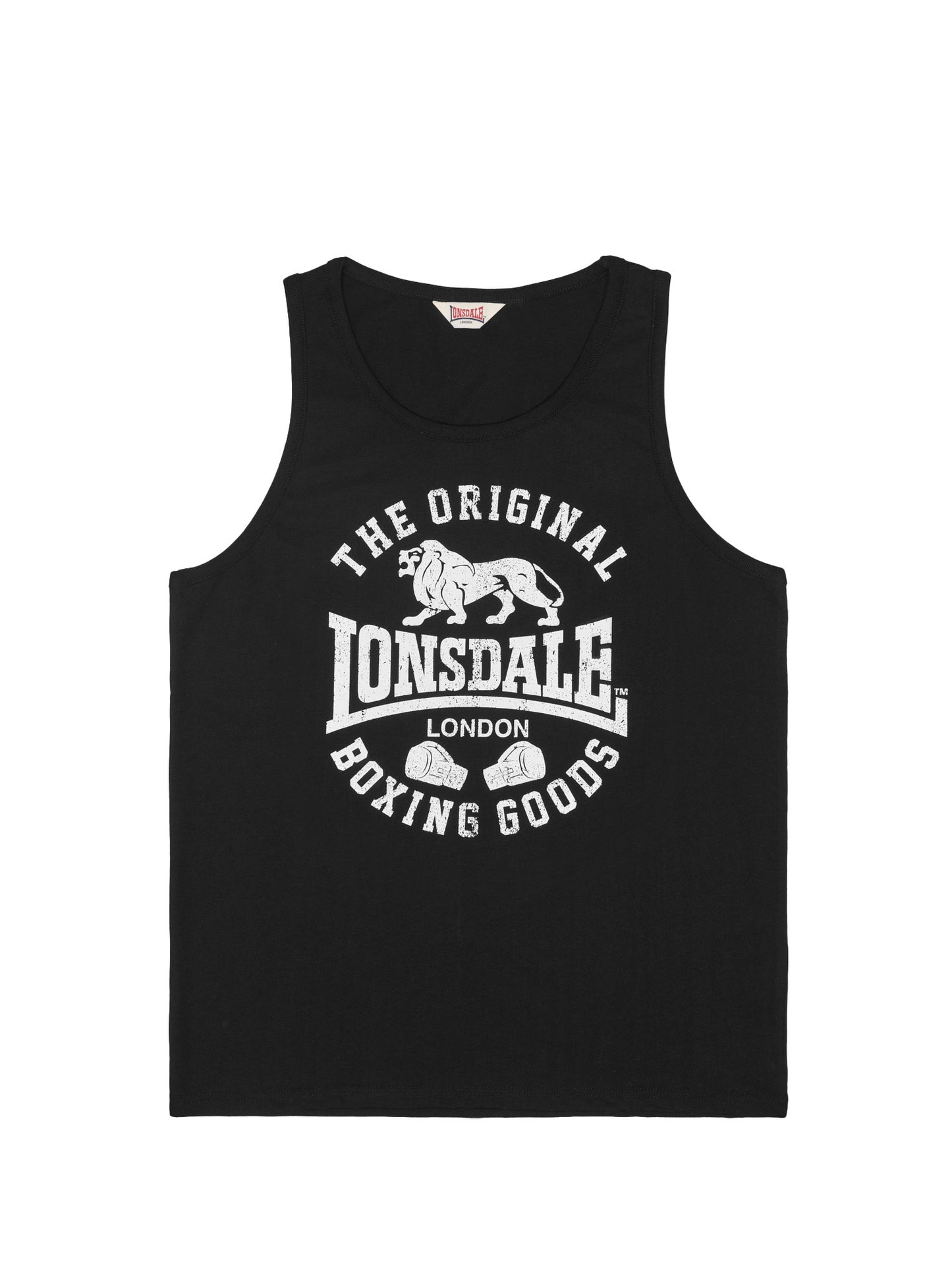 Lonsdale Herren Tank Top Schwarz mit Logo-Print, Boxing Style.