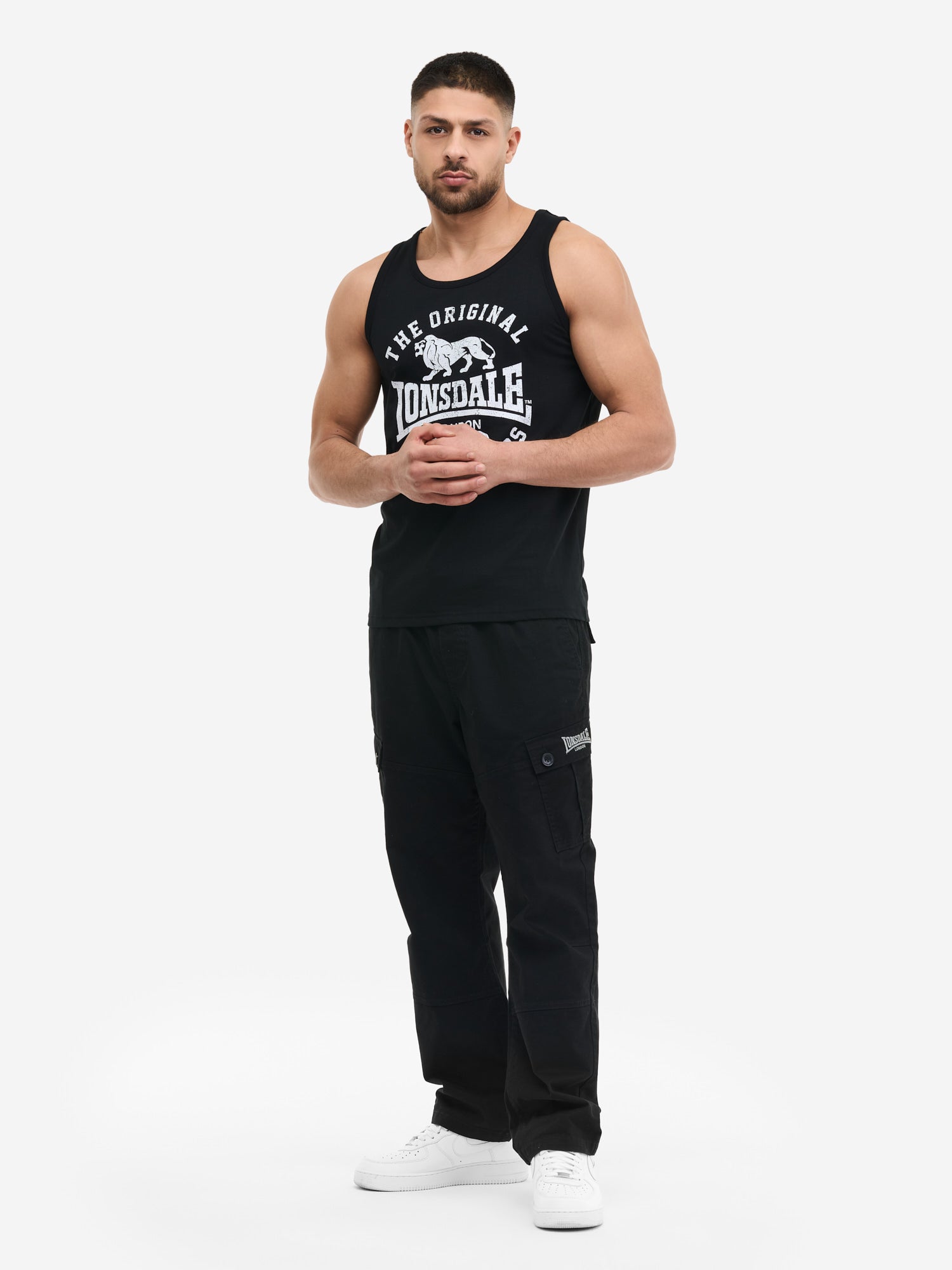Lonsdale Herren Tank Top Schwarz mit Logo-Print, Boxing Style.