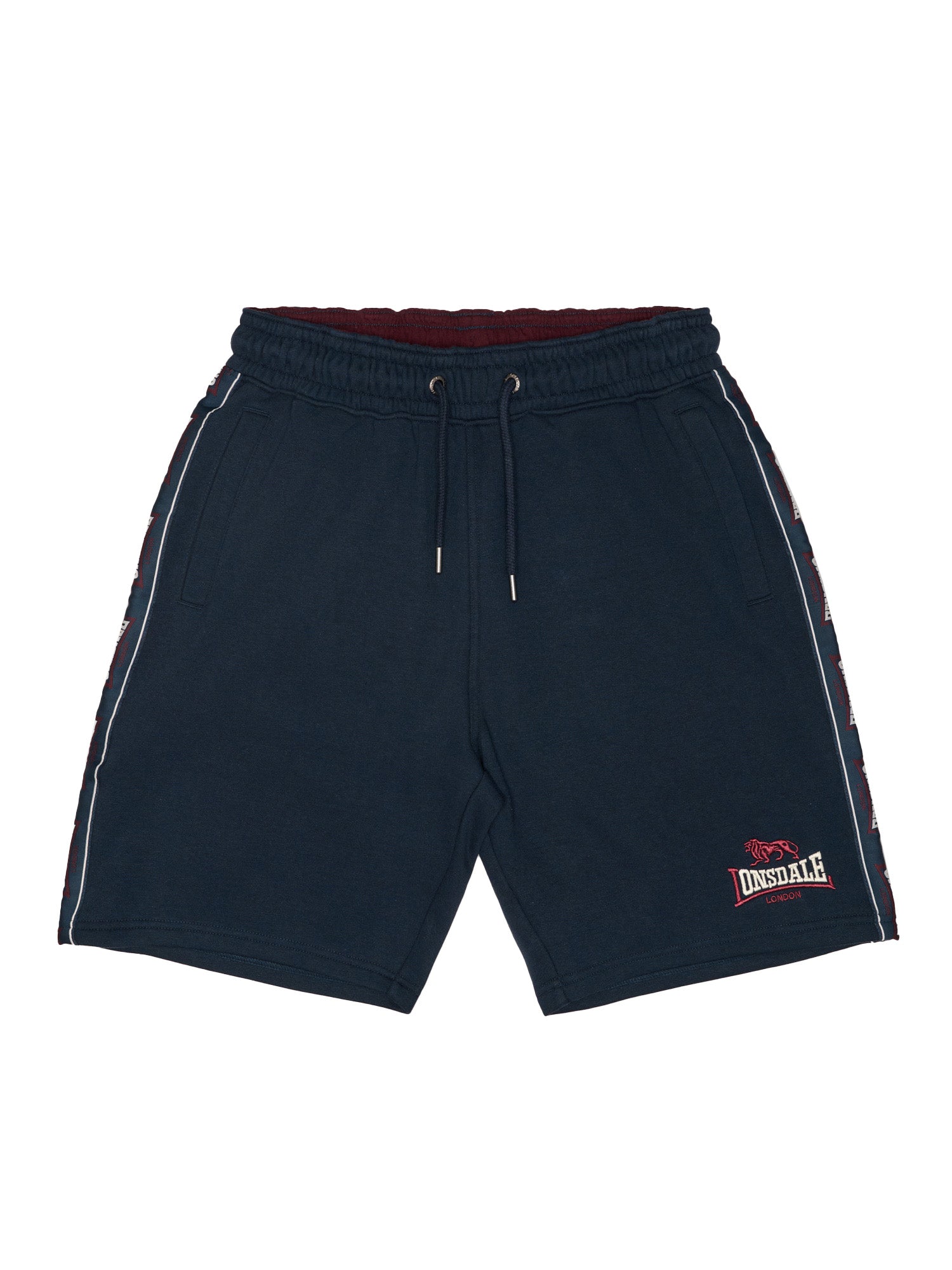 Lonsdale Herren Shorts in Dark Navy, Vorderansicht mit Logo-Stickerei und Kordelzug