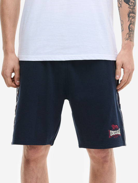 Lonsdale Herren Shorts in Dark Navy, Vorderansicht mit Logo-Stickerei und Kordelzug