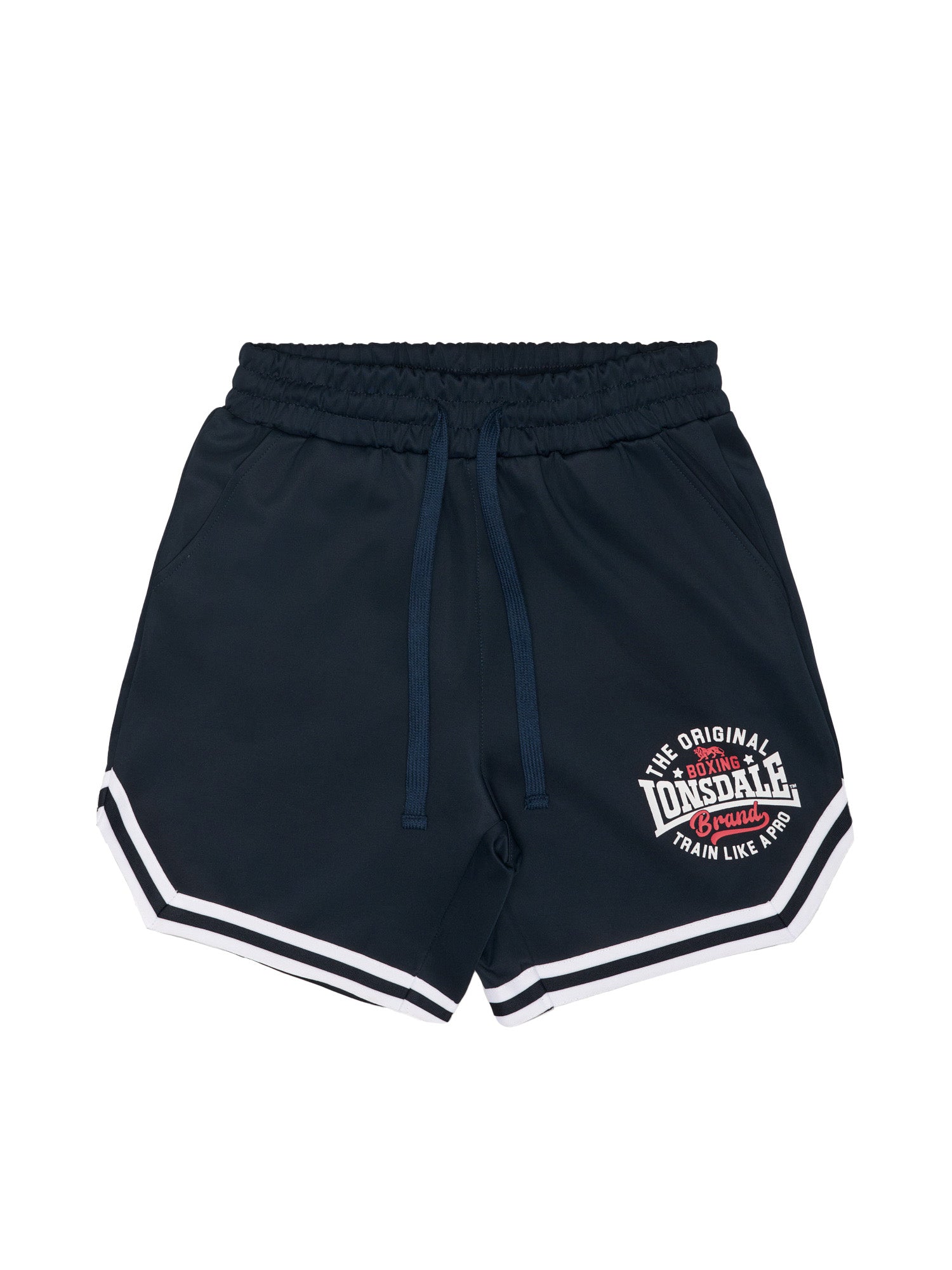 Vorderansicht Lonsdale Herren Shorts in Dark Navy mit Logo-Druck und Kordelzug