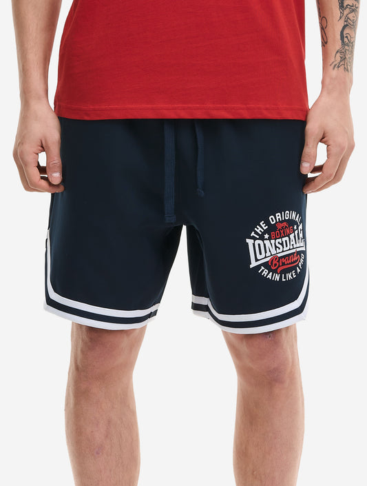 Vorderansicht Lonsdale Herren Shorts in Dark Navy mit Logo-Druck und Kordelzug