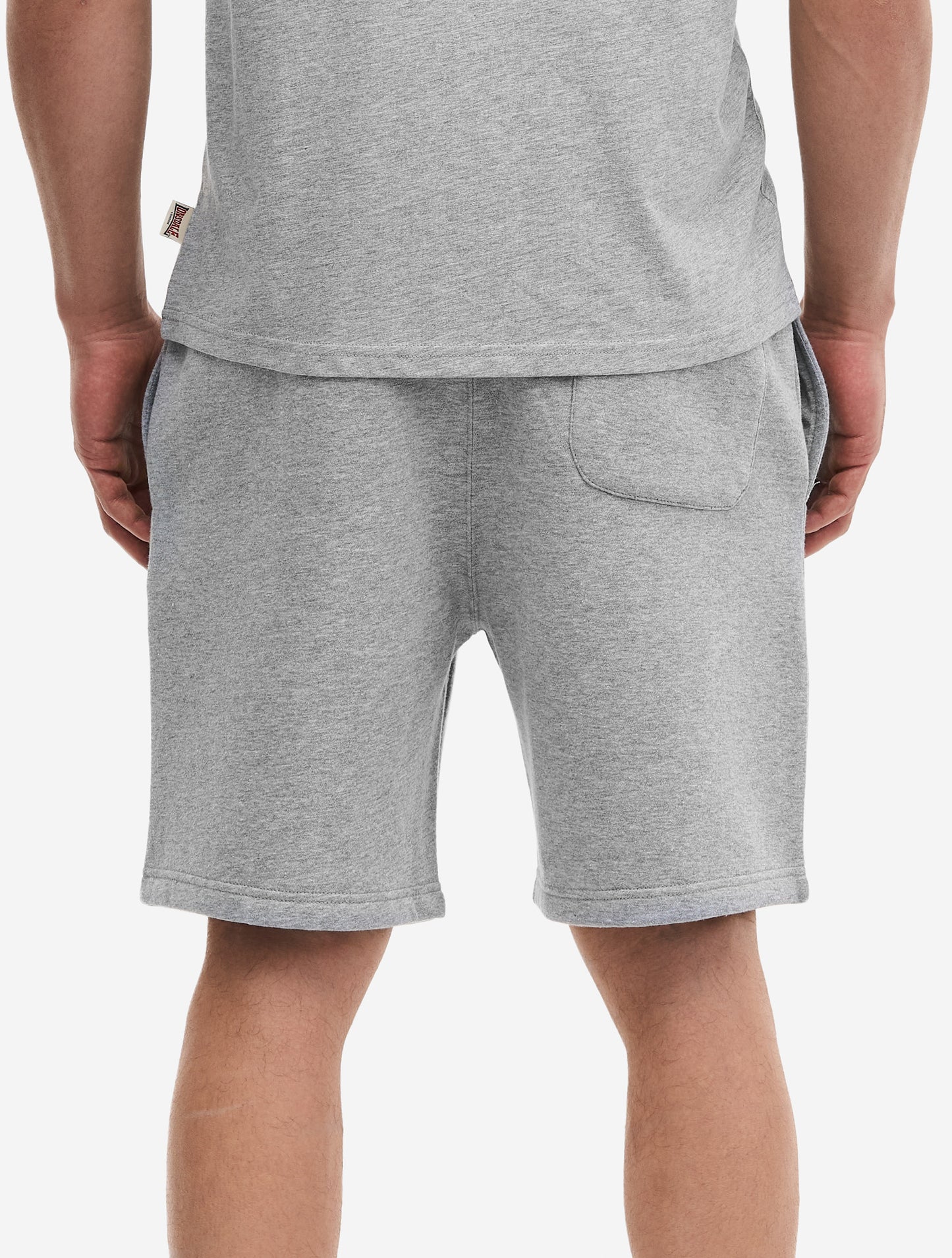 Rückansicht der Lonsdale Shorts in Marl Grey mit Gessätasche und innenliegendem Kordelzugs