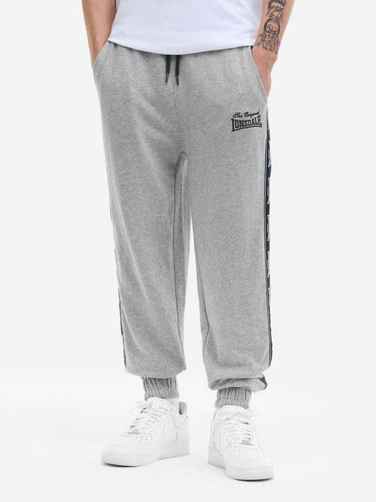 Lonsdale Herren Jogginghose in Marl Grey. Normale Passform aus French Terry mit seitlichen Logo-Tapes und Logo-Stickerei.