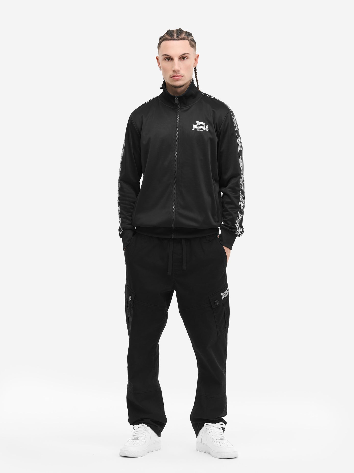 Lonsdale Herren Cargohose Schwarz Vorderansicht