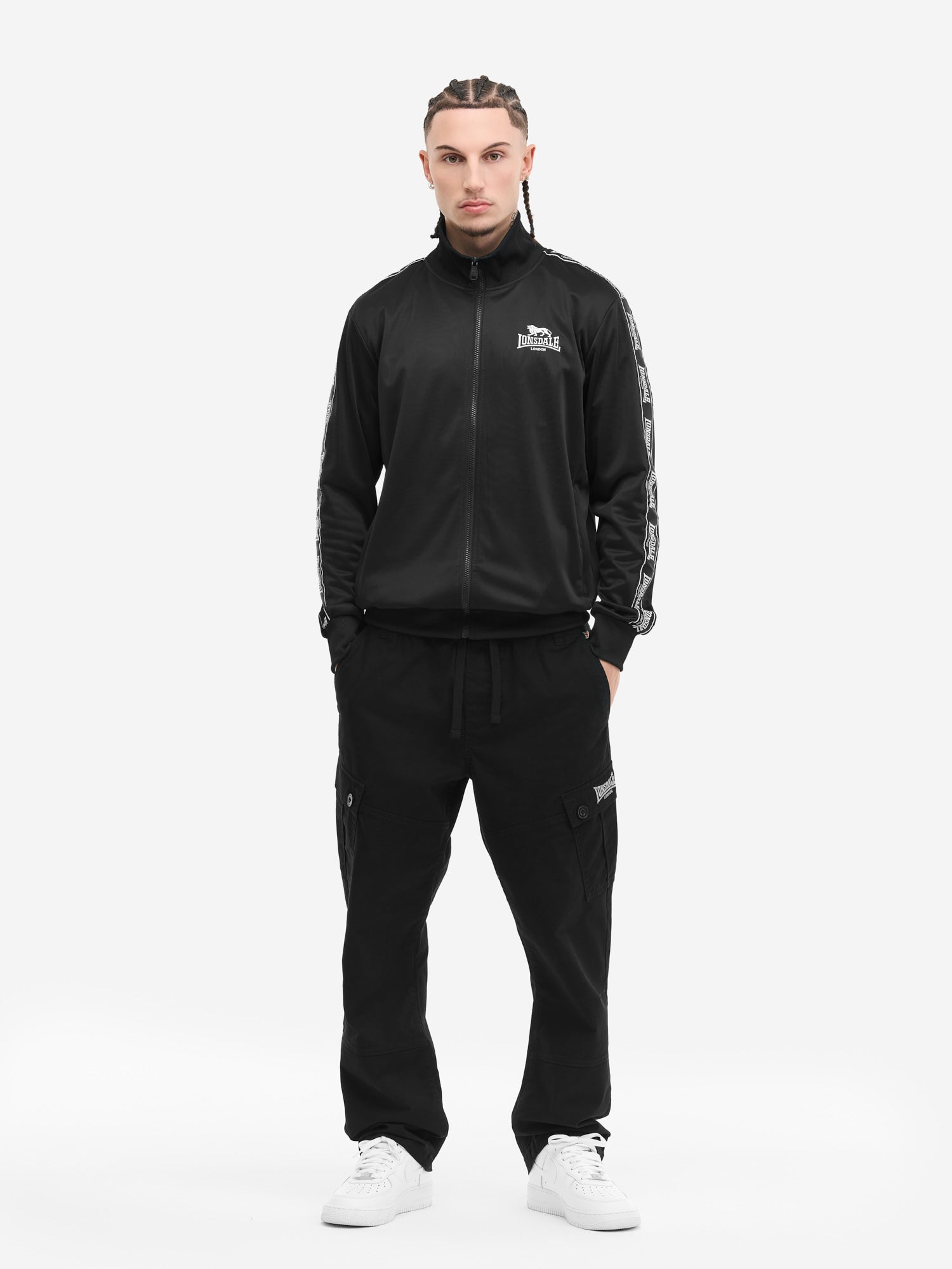 Lonsdale Herren Cargohose Schwarz Vorderansicht