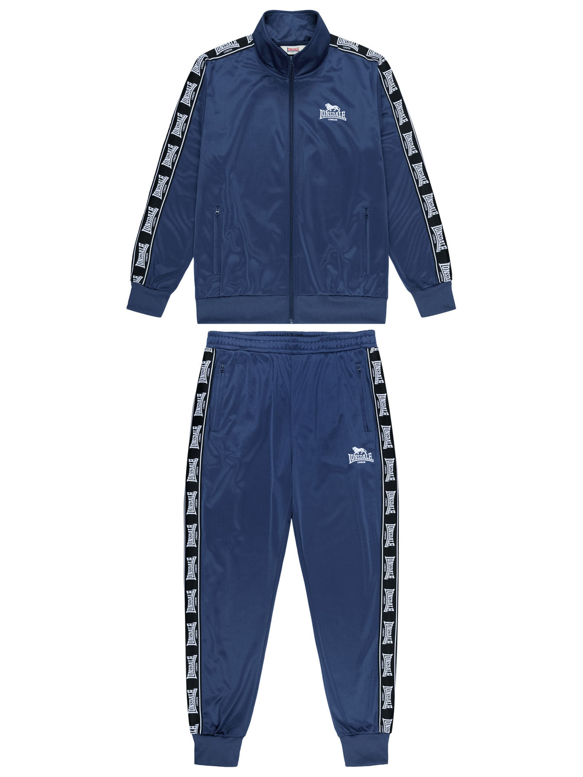 Lonsdale Herren Jogginganzug in Navy-Blau aus Trikot-Fleece mit Logo-Webband.