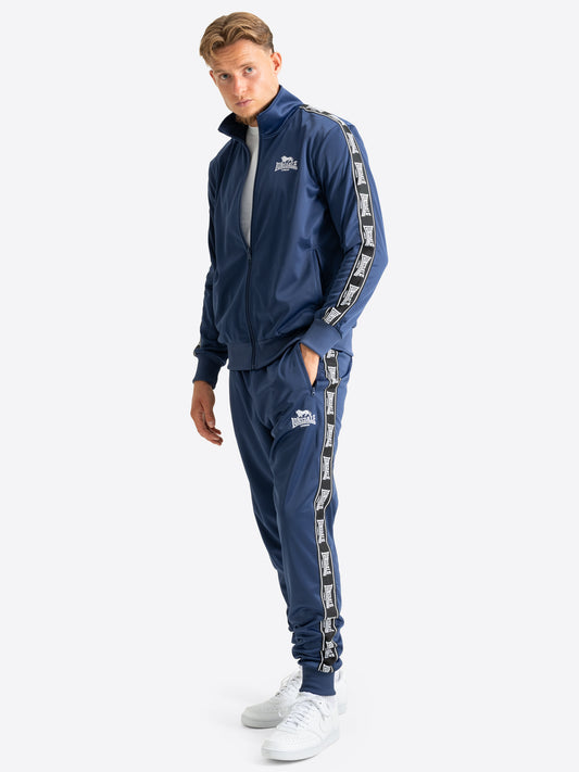 Lonsdale Herren Jogginganzug in Navy-Blau aus Trikot-Fleece mit Logo-Webband.