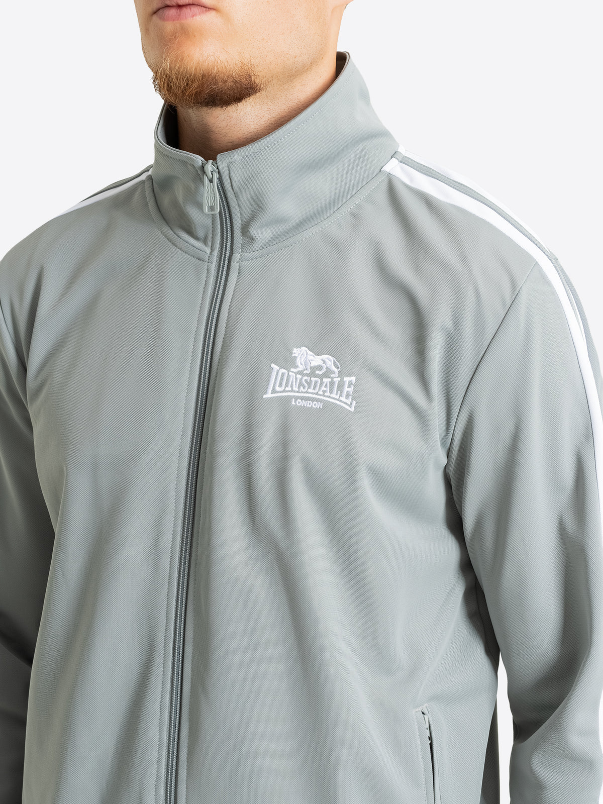 Lonsdale Logo-Stickerei auf grauer Herren Trainingsjacke