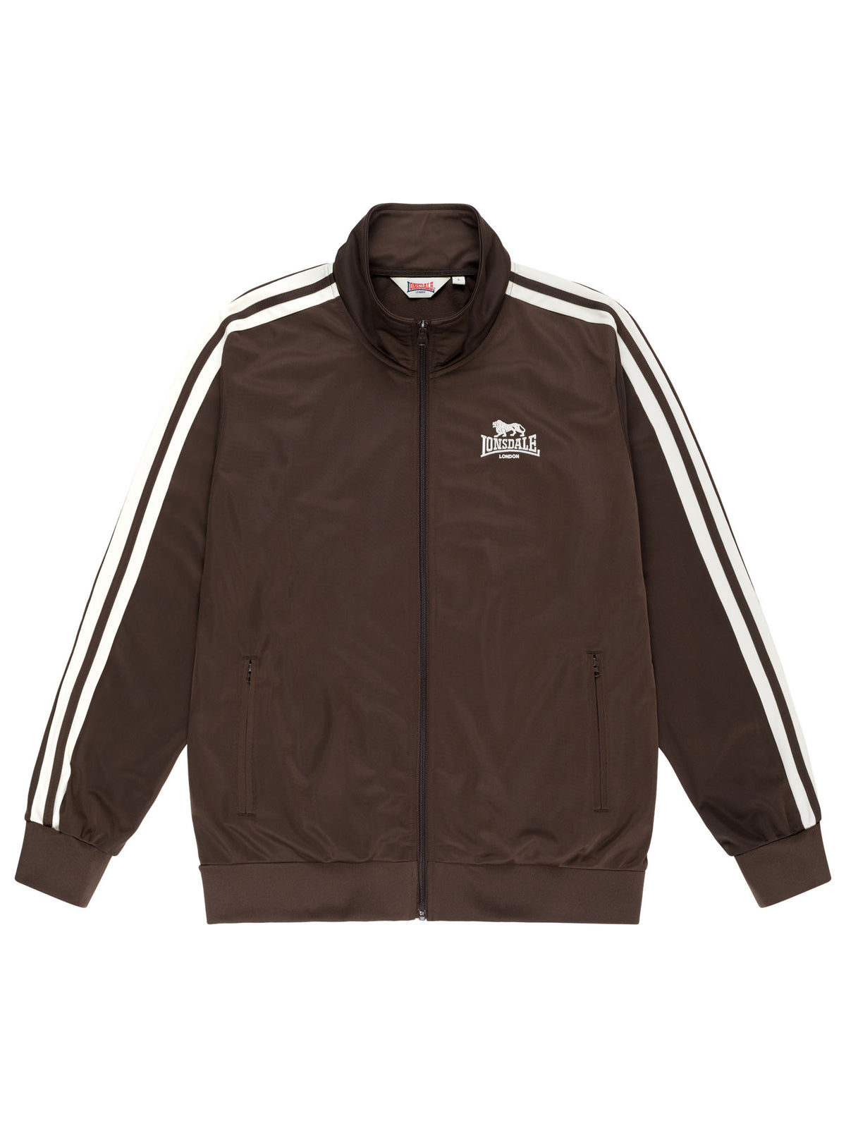 Lonsdale Herren Trainingsjacke in Braun mit beigen Streifen