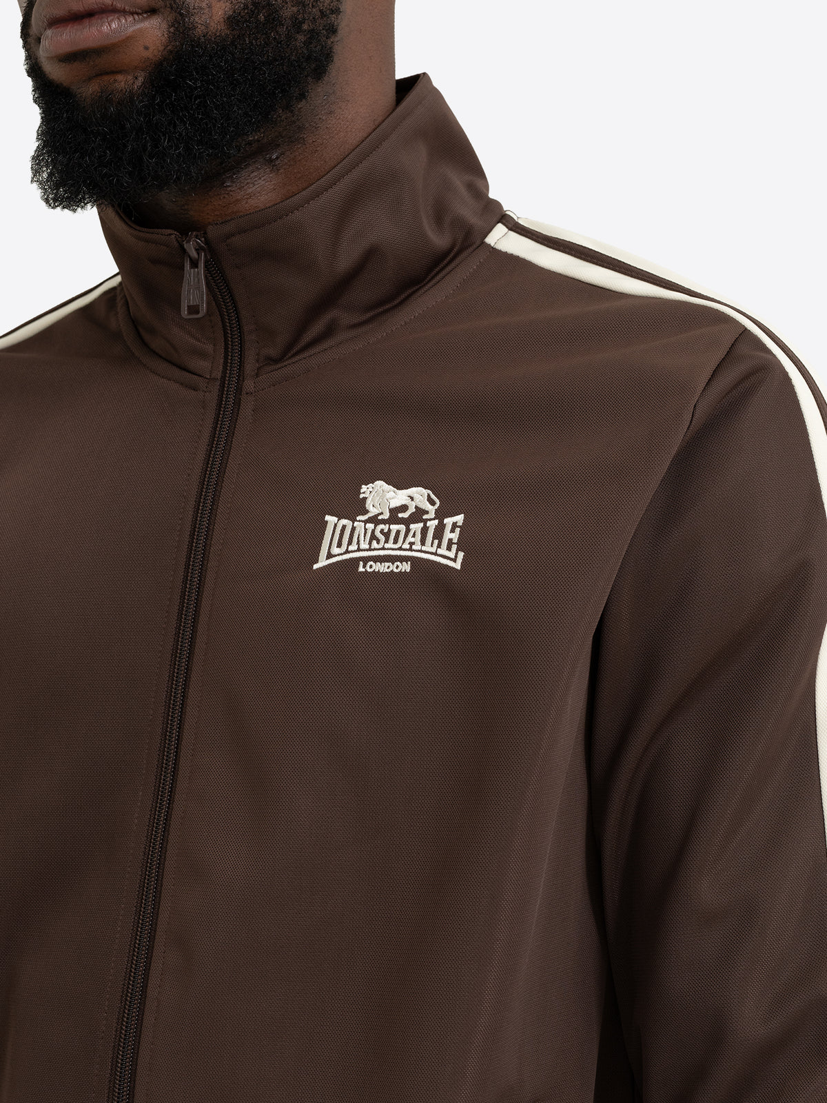 Lonsdale Logo-Stickerei auf brauner Herren Trainingsjacke