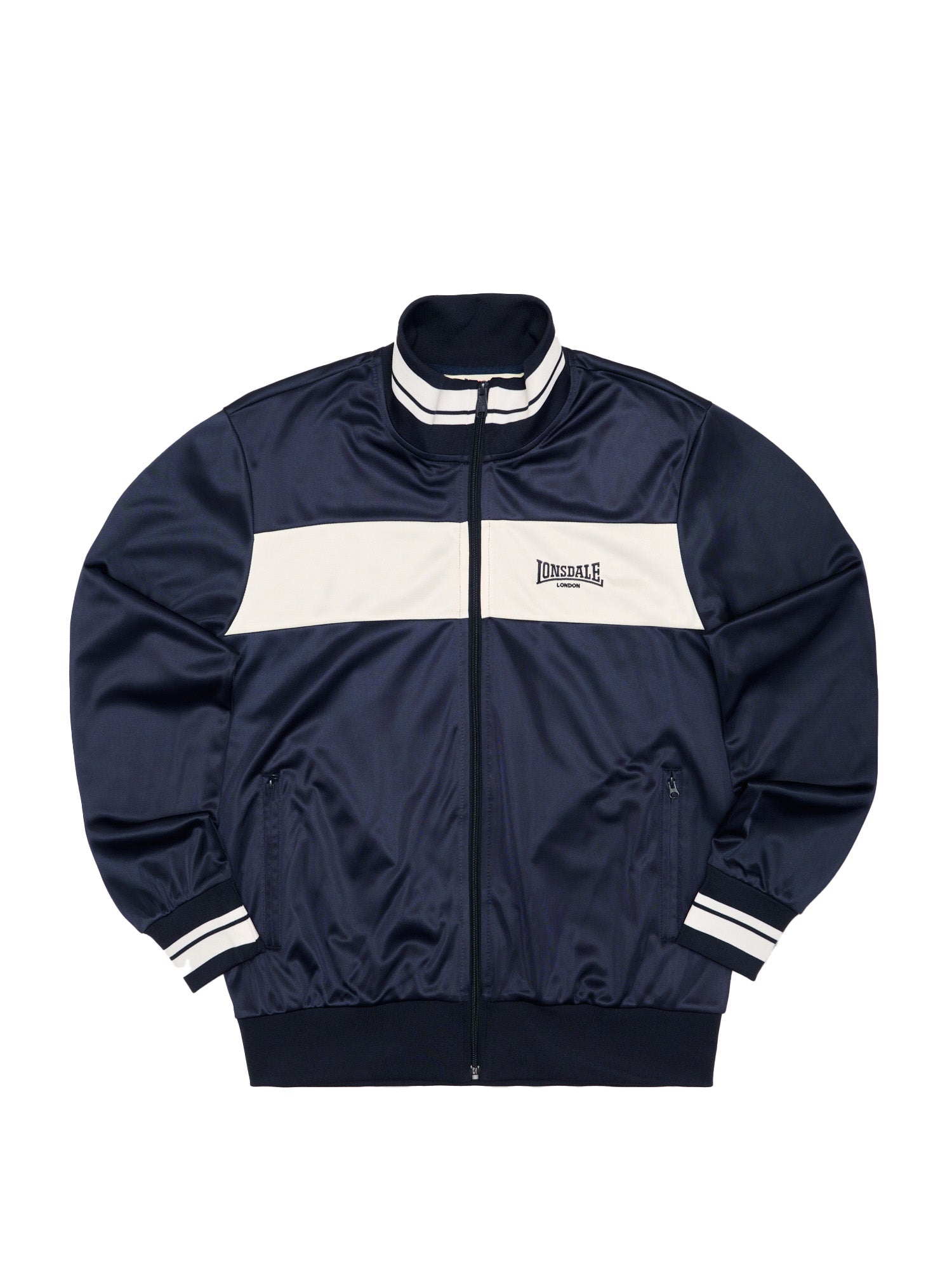 Lonsdale Herren Trainingsjacke Dark Navy mit Reissverschluss und Kontraststreifen