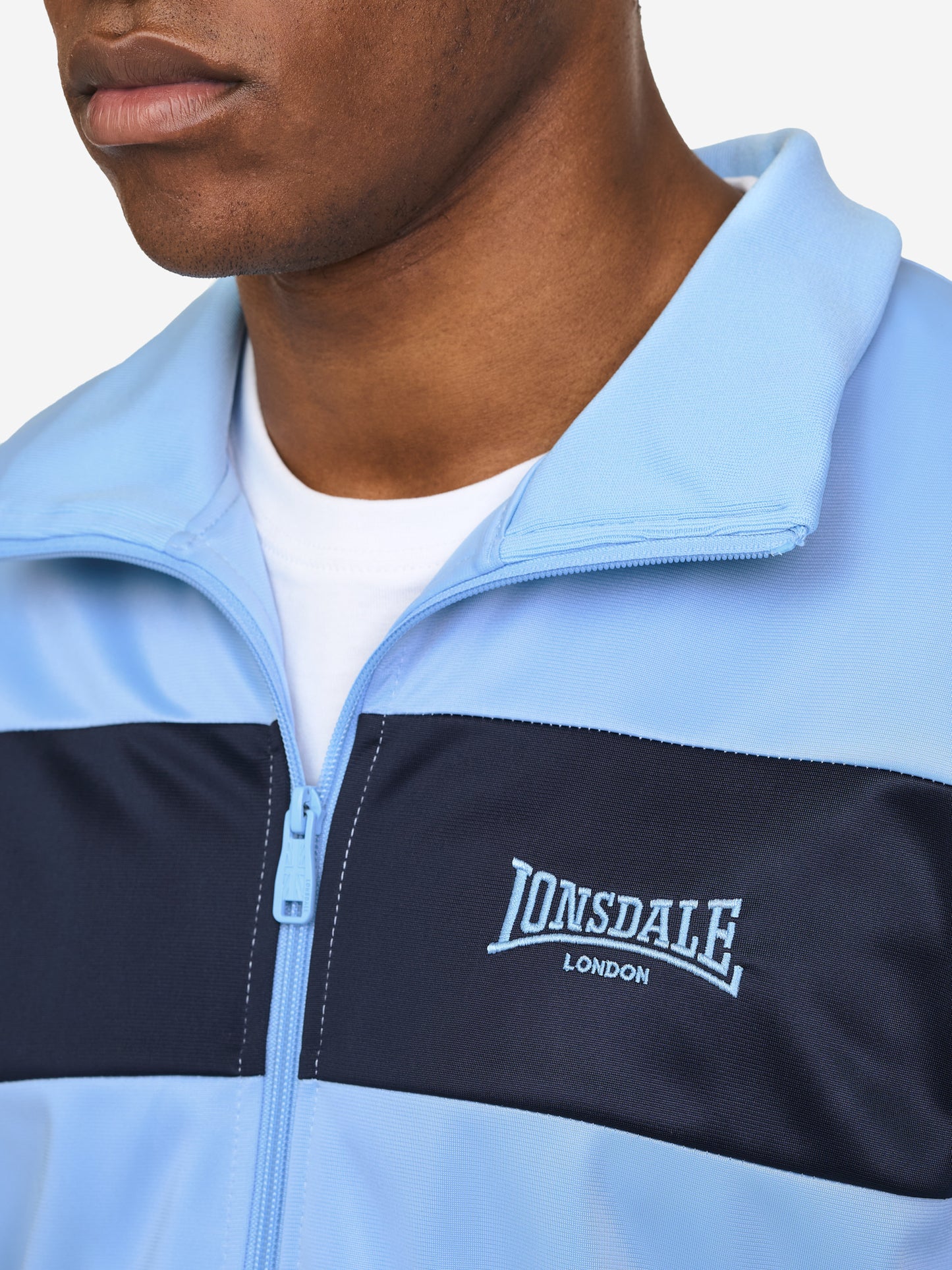 Lonsdale Herren Trainingsjacke Blau mit Reissverschluss und Kontraststreifen