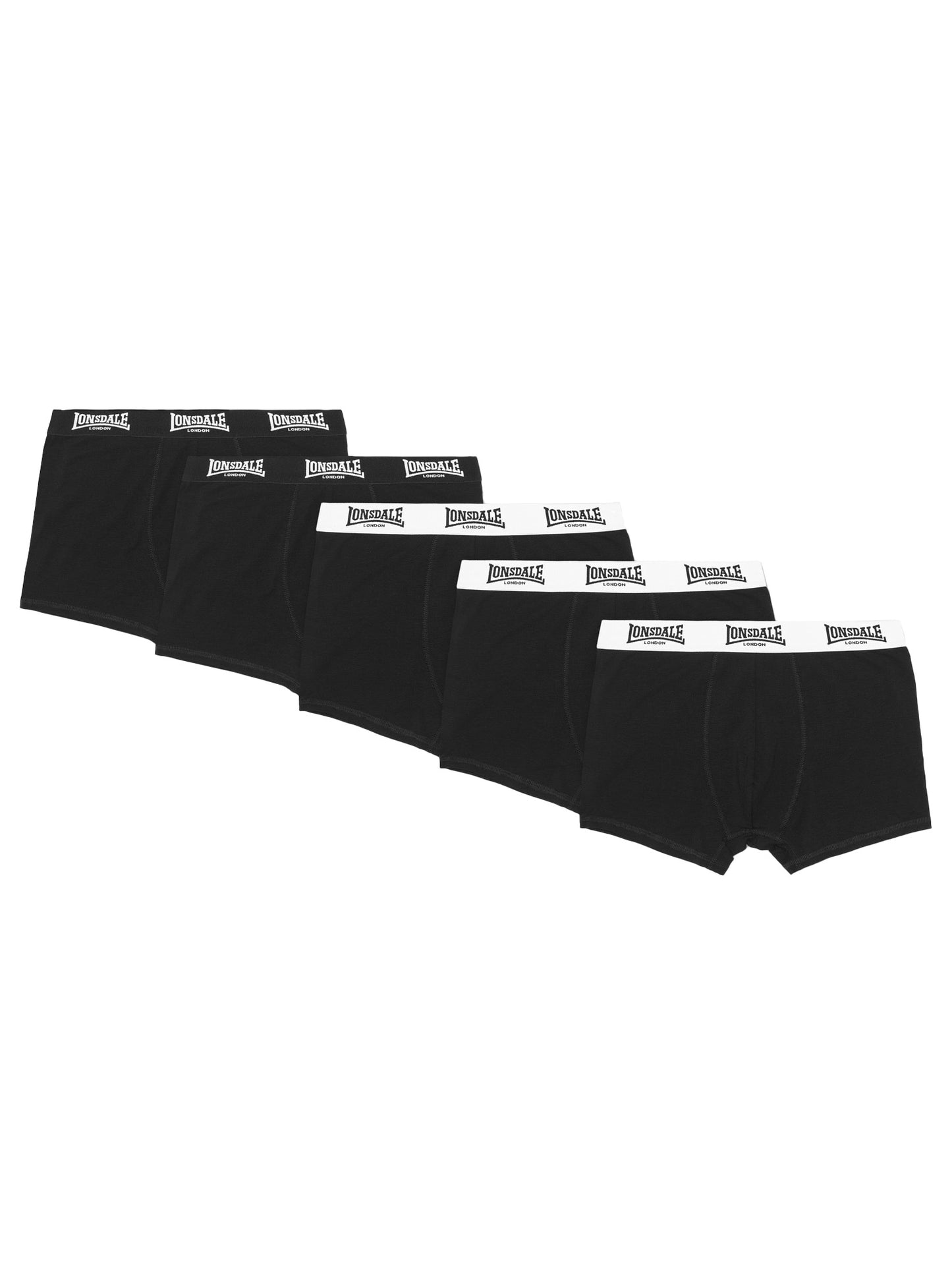 Lonsdale Herren Boxershorts 5er-Pack in Schwarz, elastischer Bund, Logo-Details, Jersey-Stoff