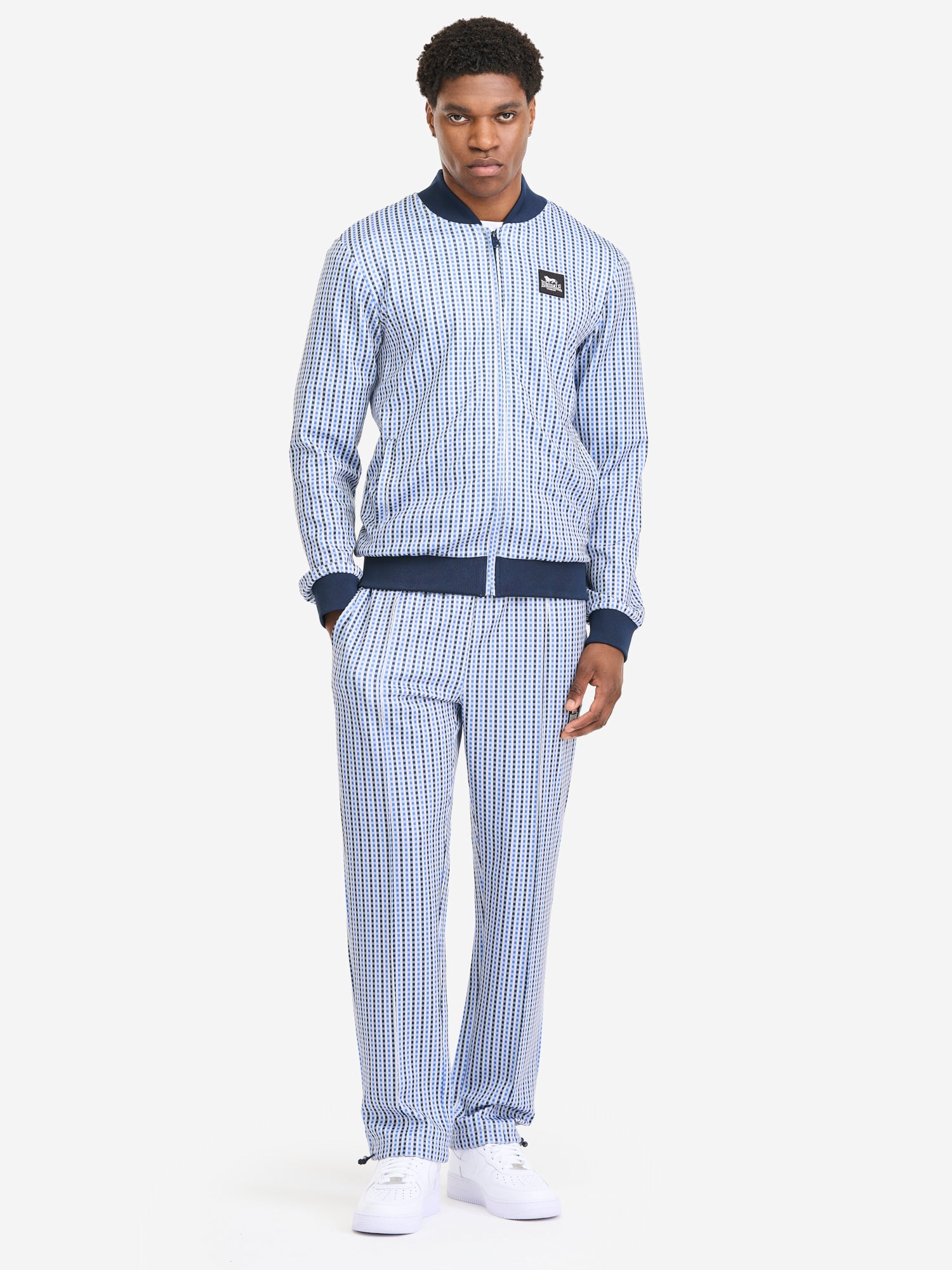 Herren Jogginganzug schmale Passform Dark Navy mit Patch, Jacke und Hose