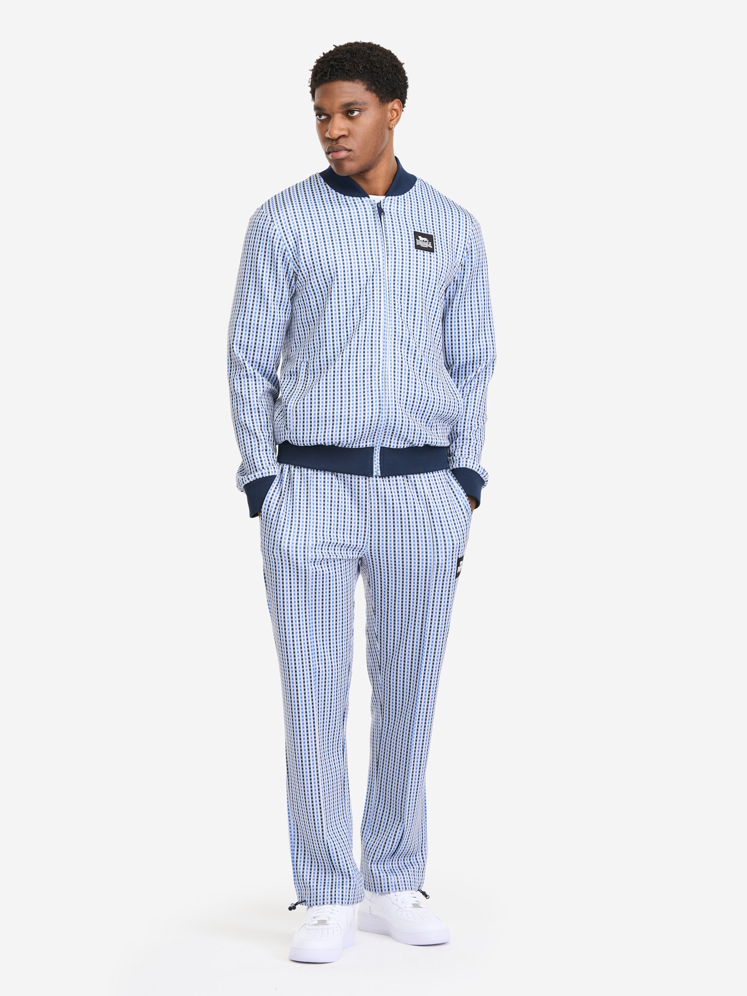 Herren Jogginganzug schmale Passform Dark Navy mit Patch, Jacke und Hose