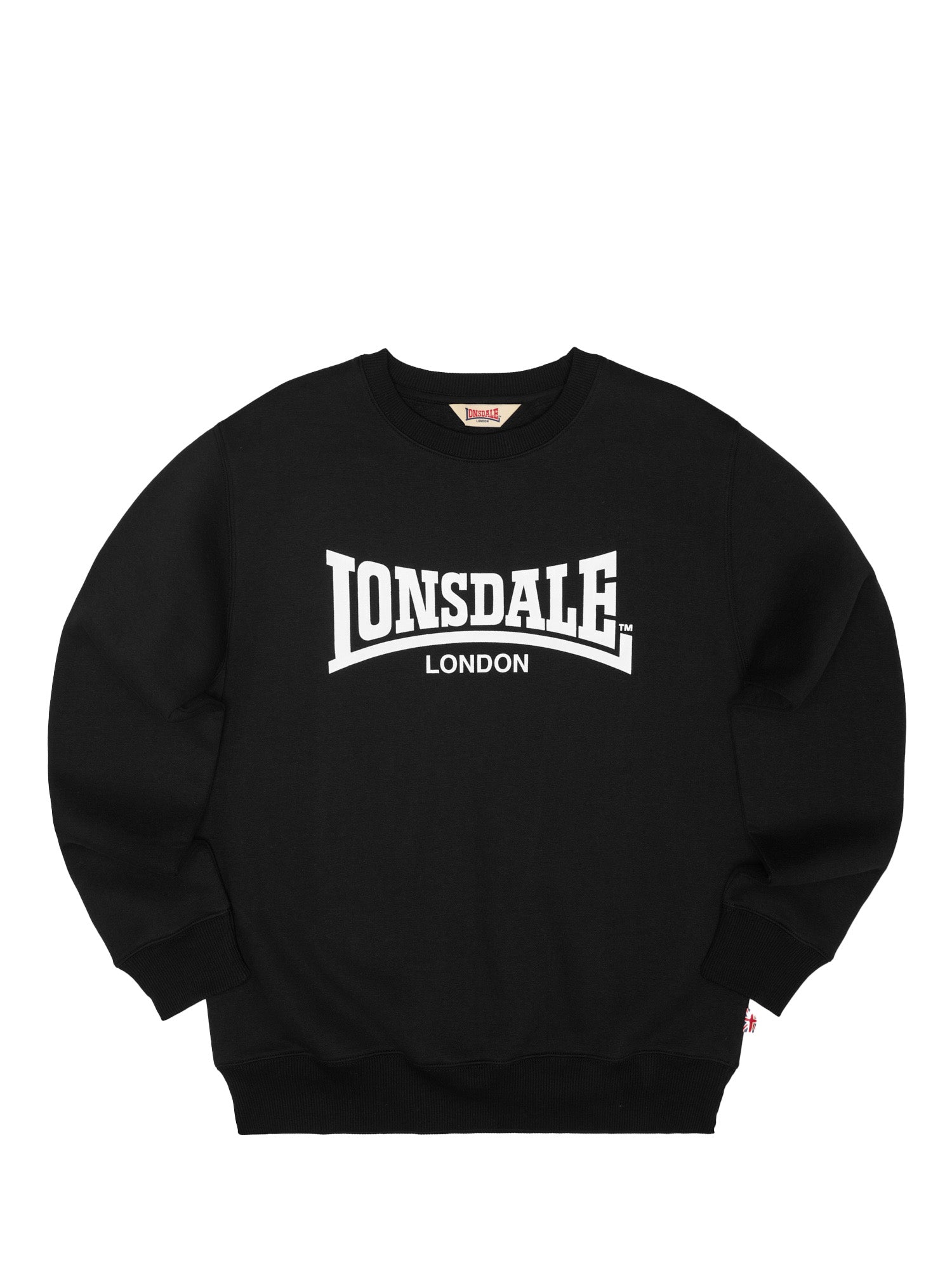 Lonsdale Sweatshirt Herren Schwarz, Slim Fit Passform, Logo-Print